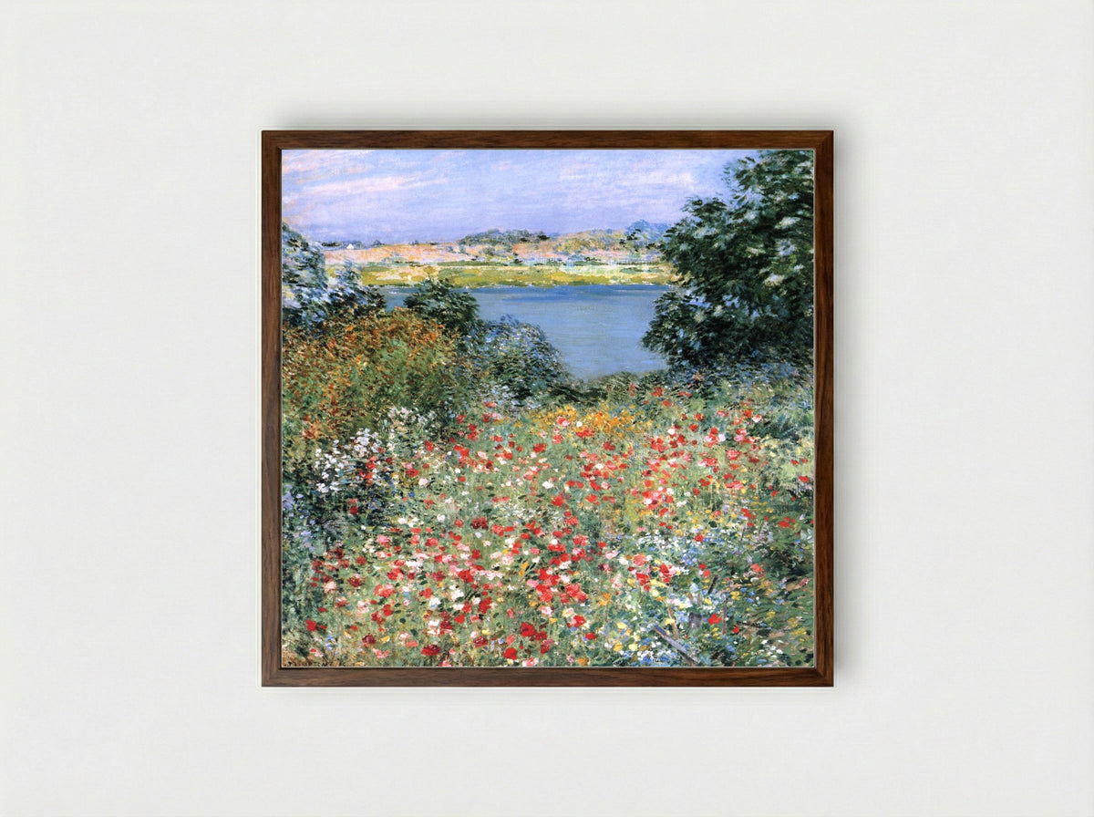 Poppy Garden - Willard Metcalf - Framed Print Dark Wood