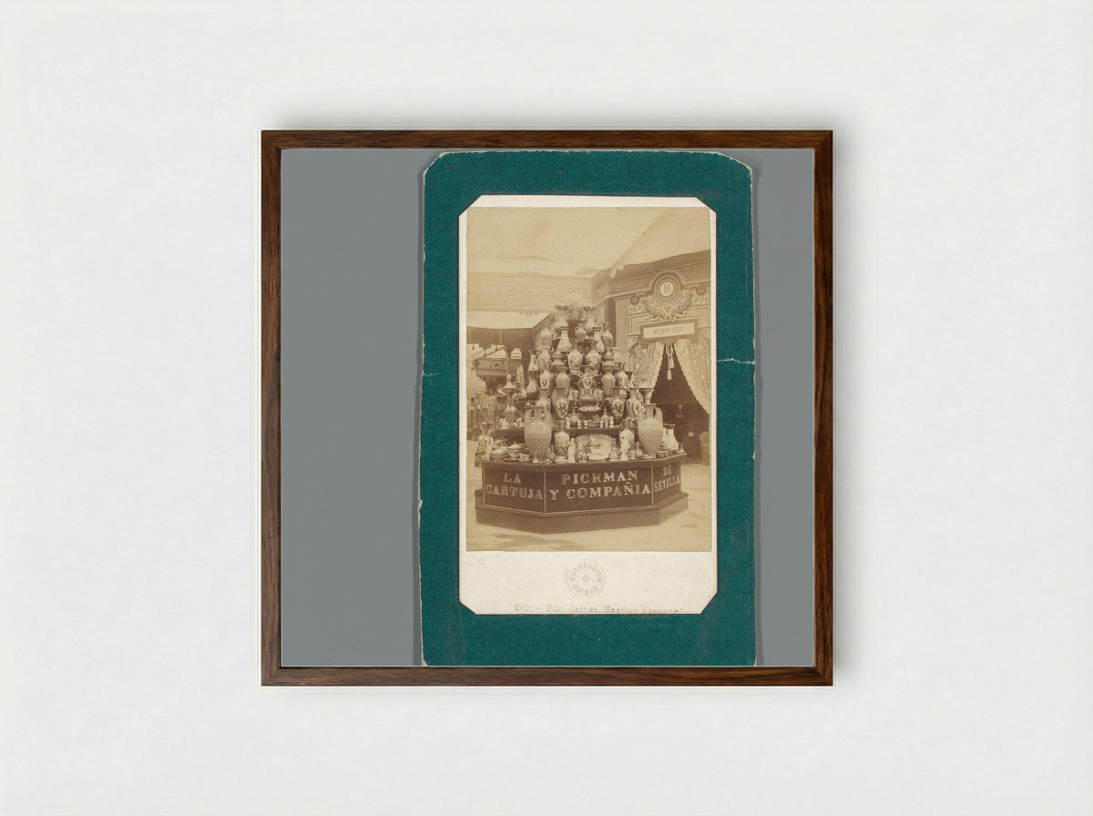 Porcelain Display at the Spanish Section of the Paris Universal Exposition, 1867 - Léon & Lévy - Framed Print Dark Wood
