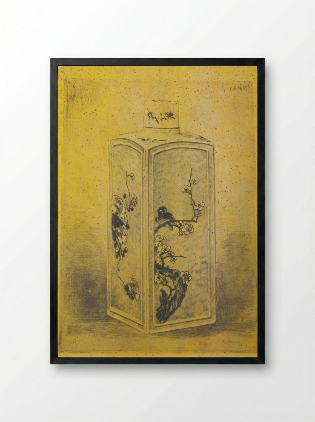 Porcelain Tea Container - Félix Hilaire Buhot - Framed Print Black