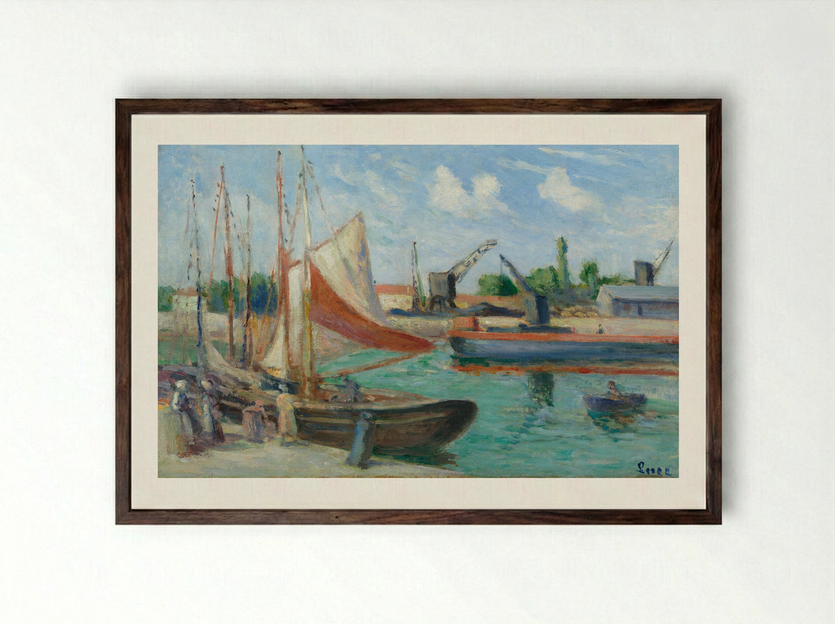 Port De Rotterdam - Maximilien Luce - Framed Print Dark Wood