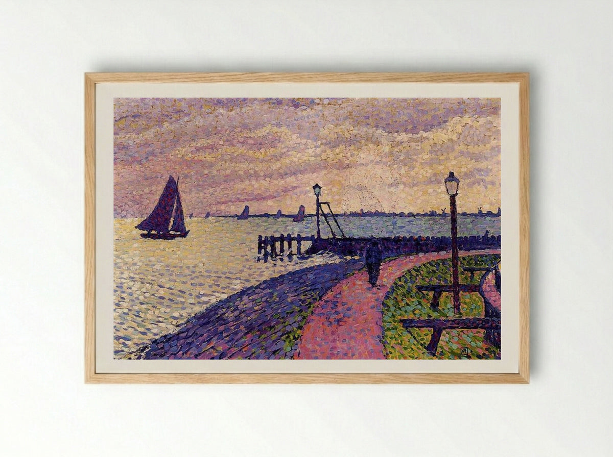 Port Entrance at Volendam - Théo van Rysselberghe - Framed Print Wood