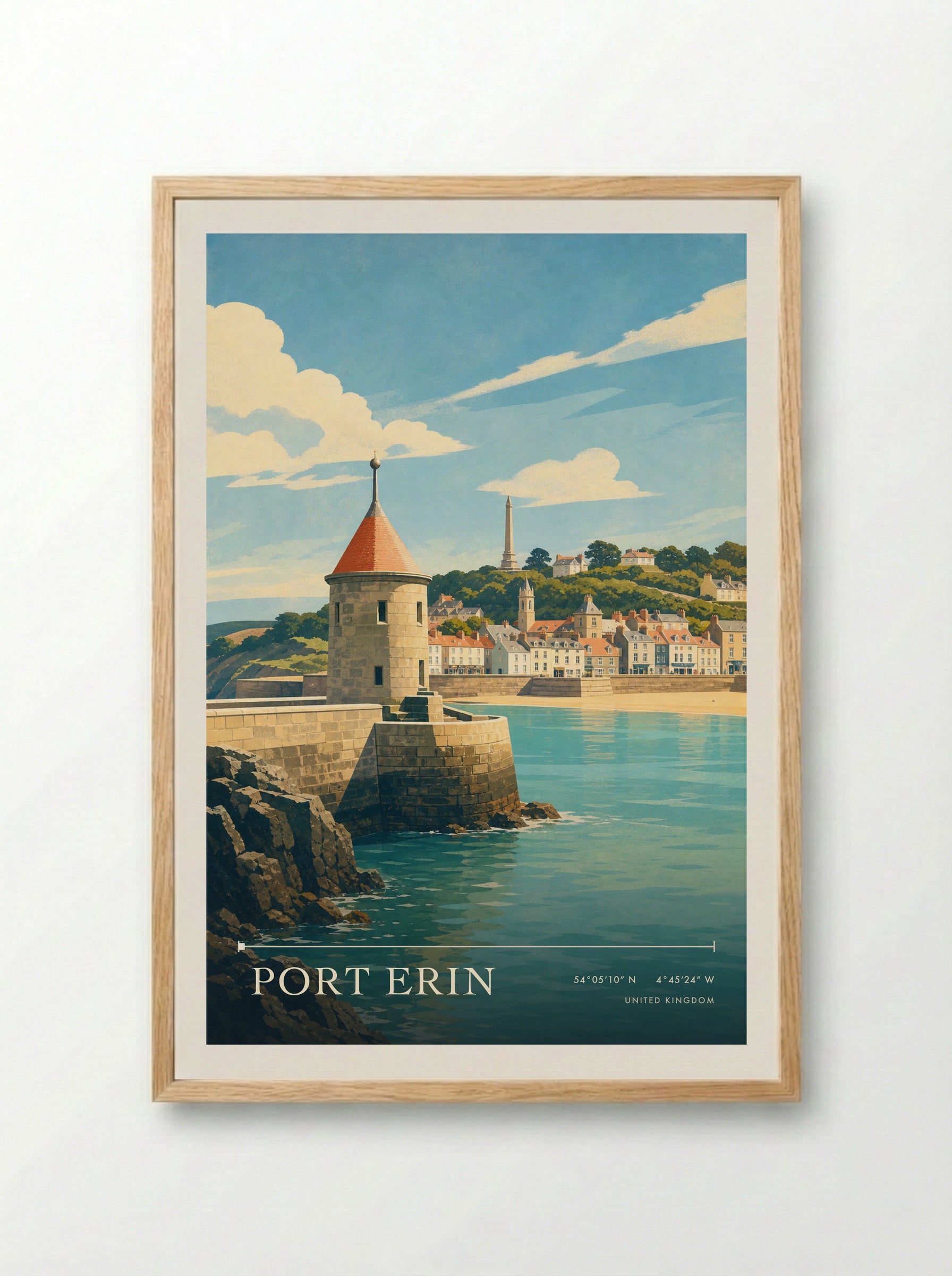 Port Erin United Kingdom Travel Poster - Framed Print Wood