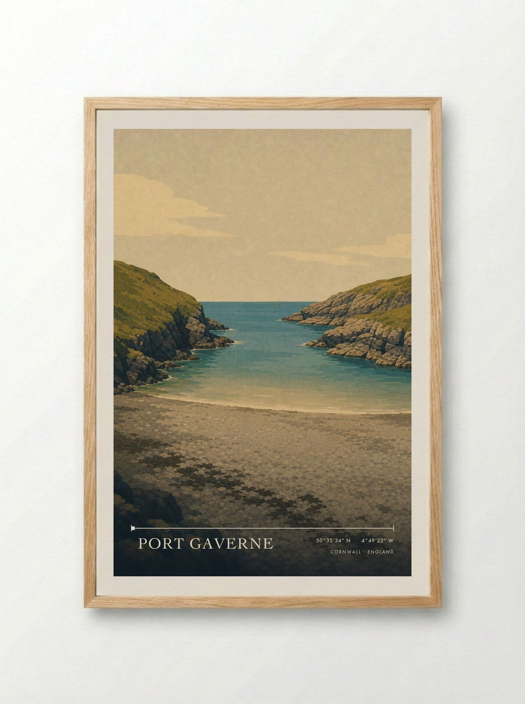 Port Gaverne Cornwall England Travel Poster - Framed Print Wood