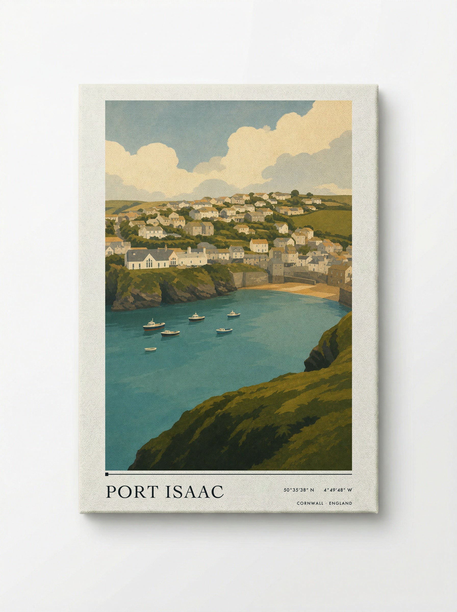 Port Isaac Cornwall Travel Poster - Canvas