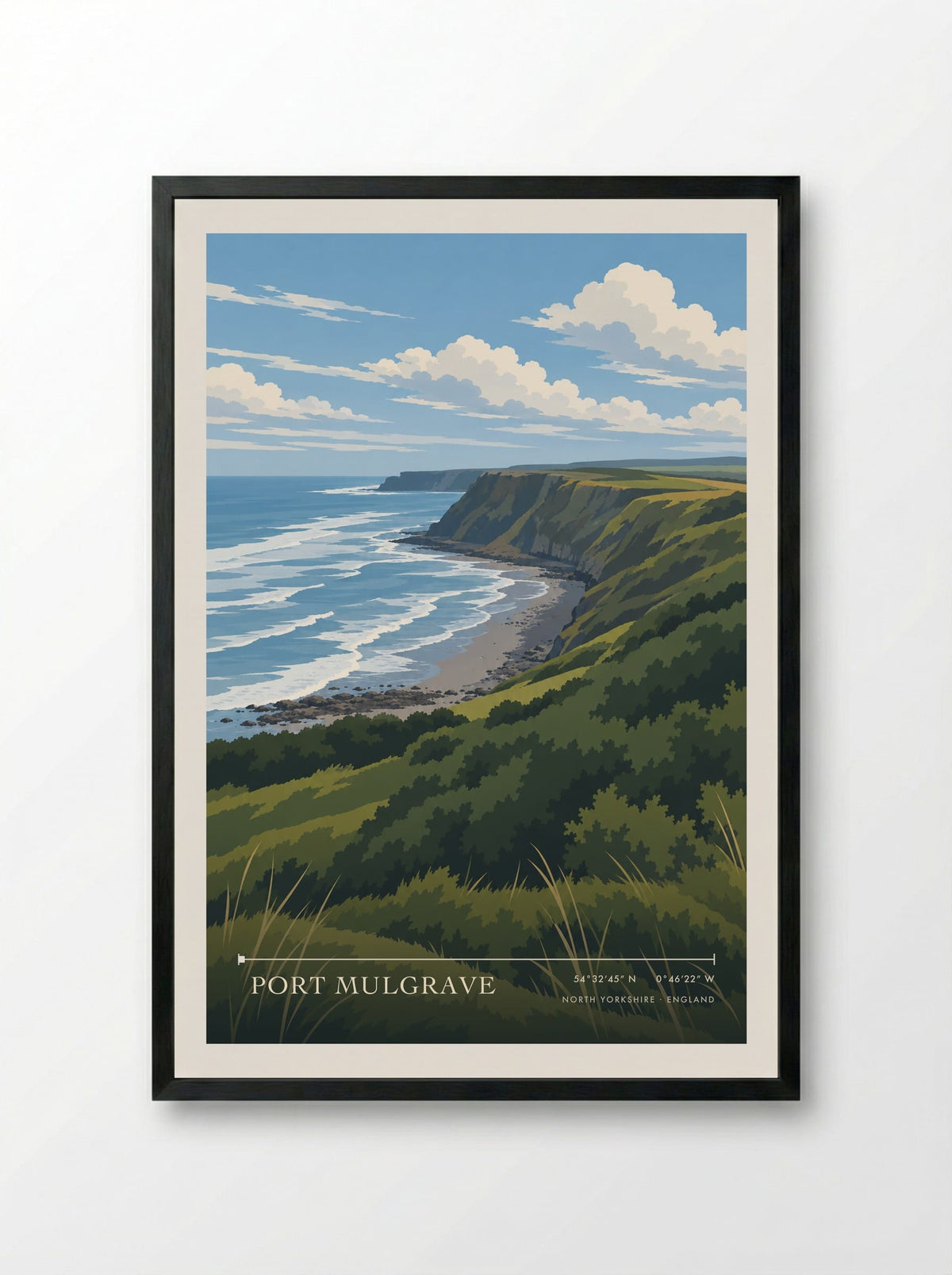 Port Mulgrave, North Yorkshire | Travel Poster - Framed Print Black