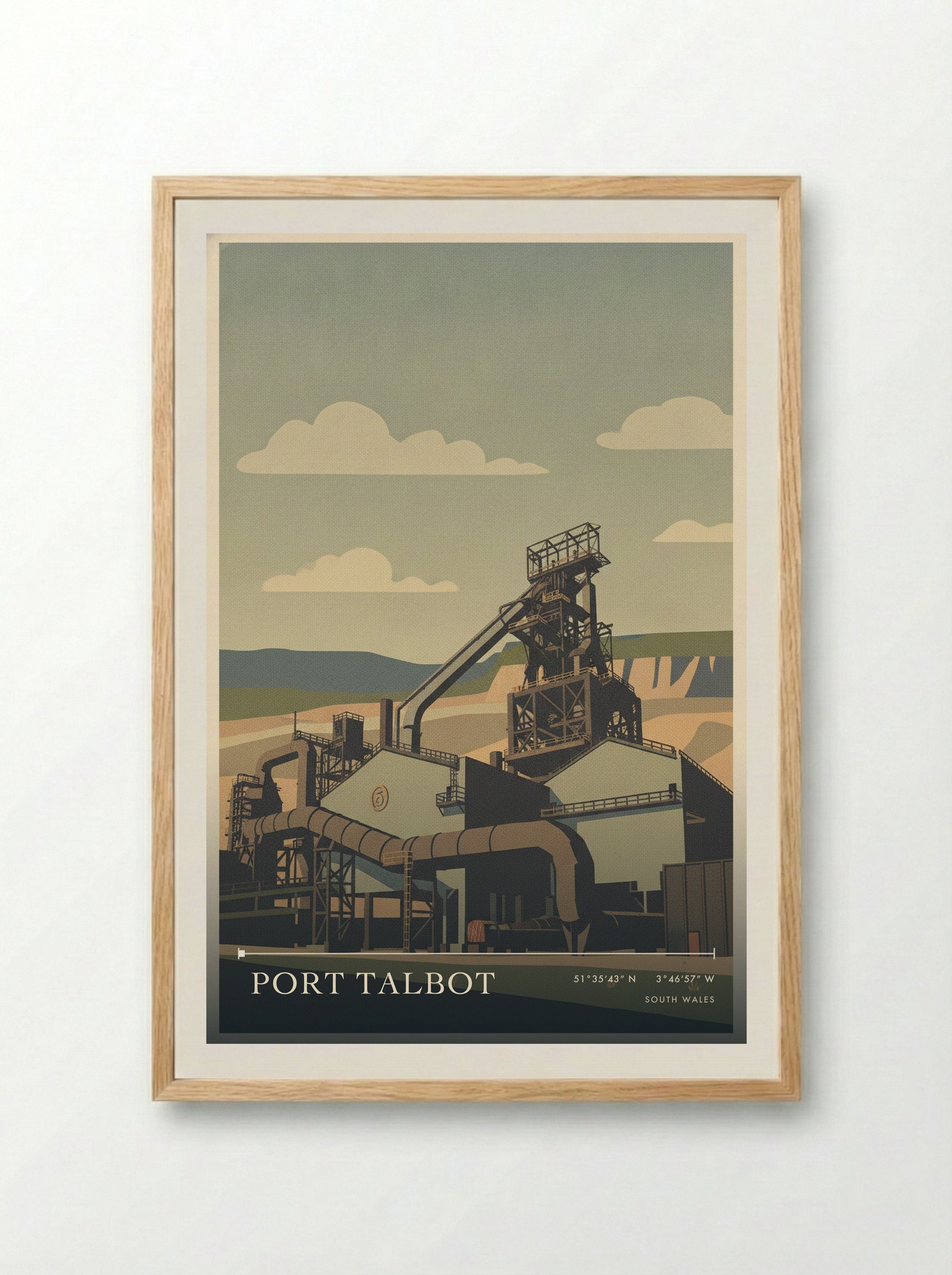 Port Talbot South Wales Wales Travel Poster - Framed Print Wood