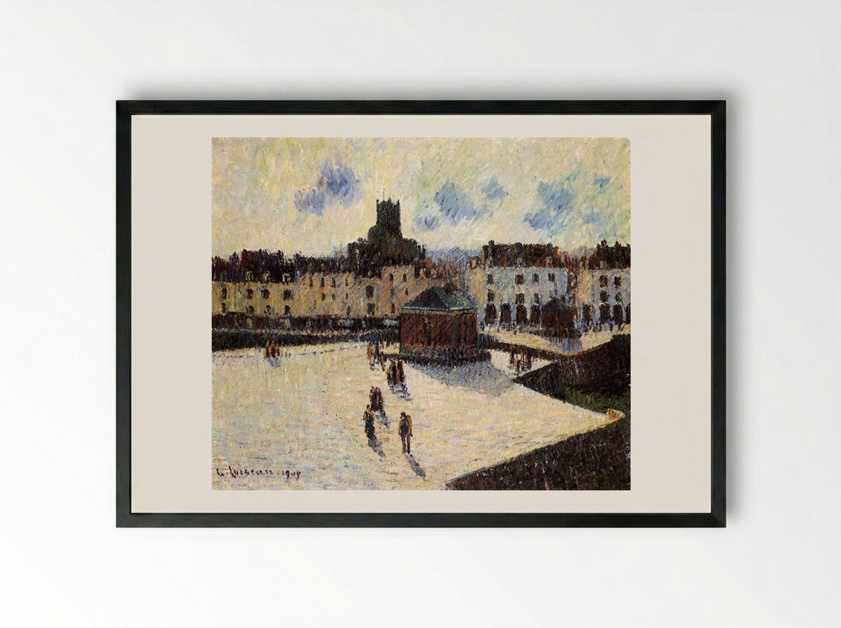 Port at Dieppe - Gustave Loiseau - Framed Print Black