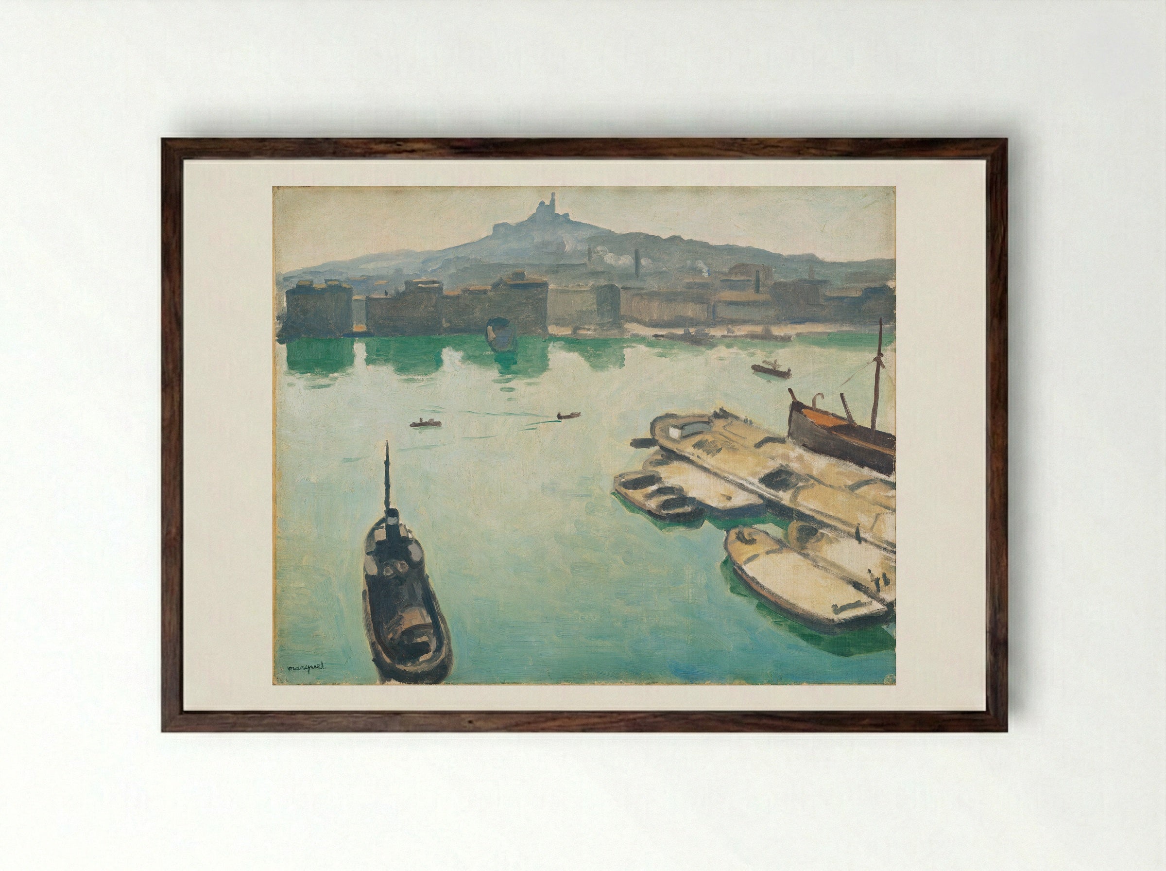 Port of Marseilles - Albert Marquet - Framed Print Dark Wood