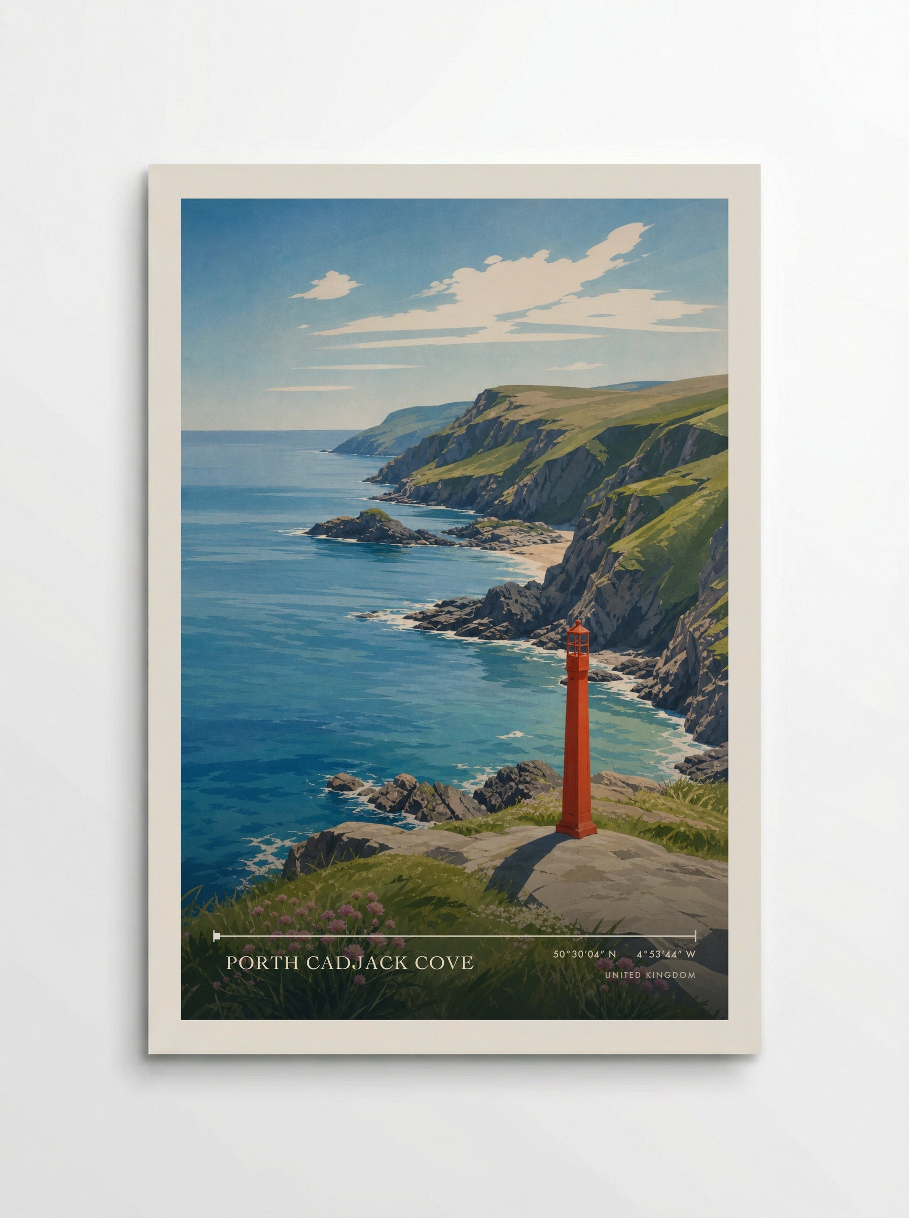 Porth Cadjack Cove United Kingdom Travel Poster - Poster