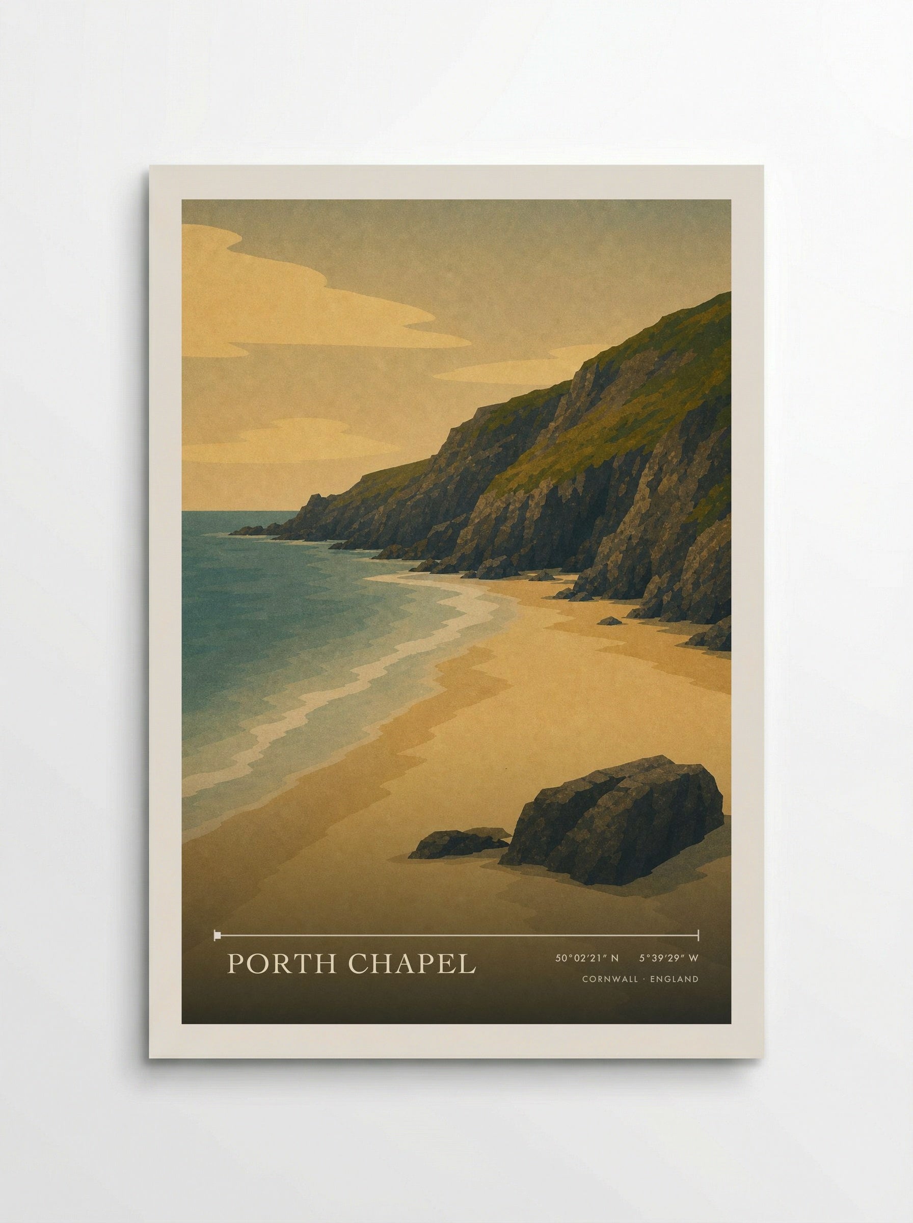 Porth Chapel Cornwall England Travel Poster - Poster