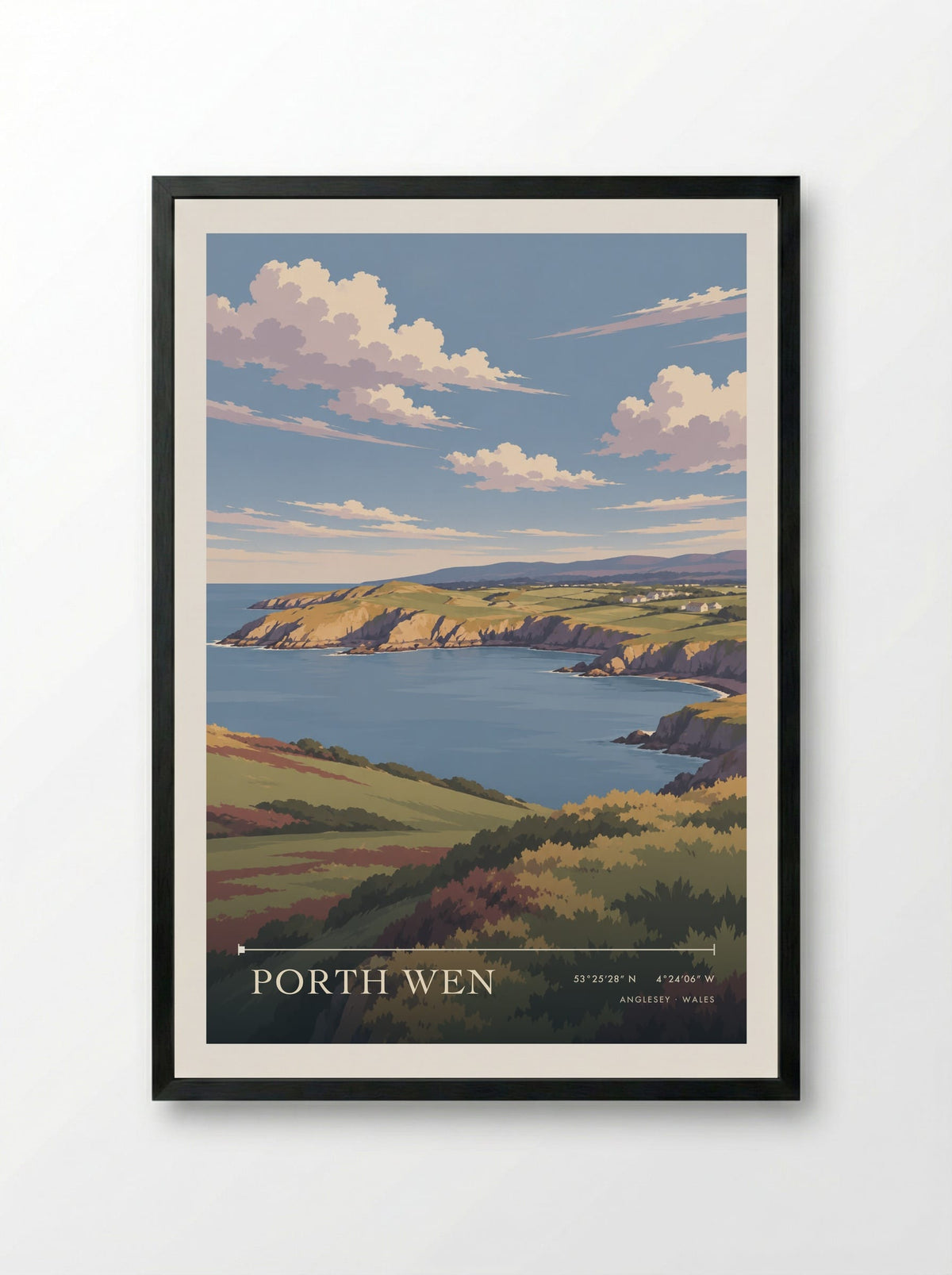 Porth Wen, Anglesey | Travel Poster - Framed Print Black