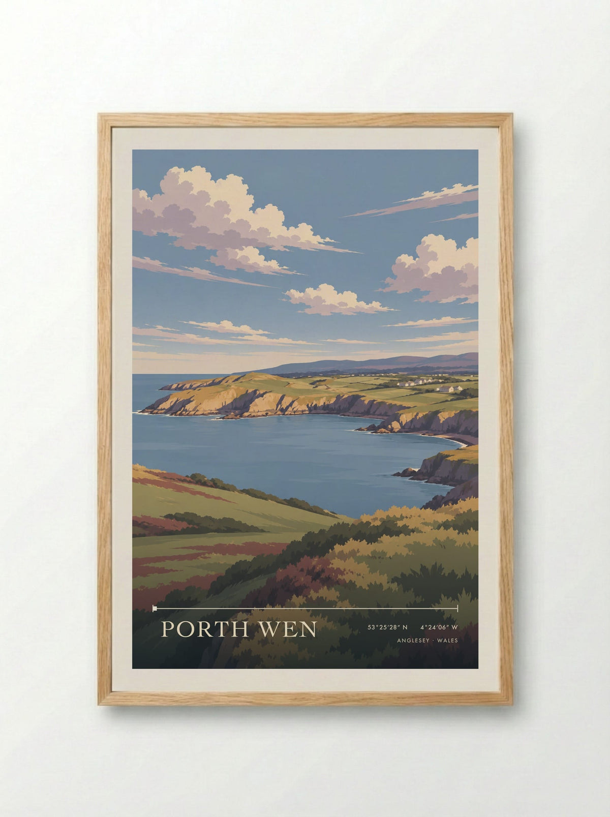 Porth Wen, Anglesey | Travel Poster - Framed Print Wood