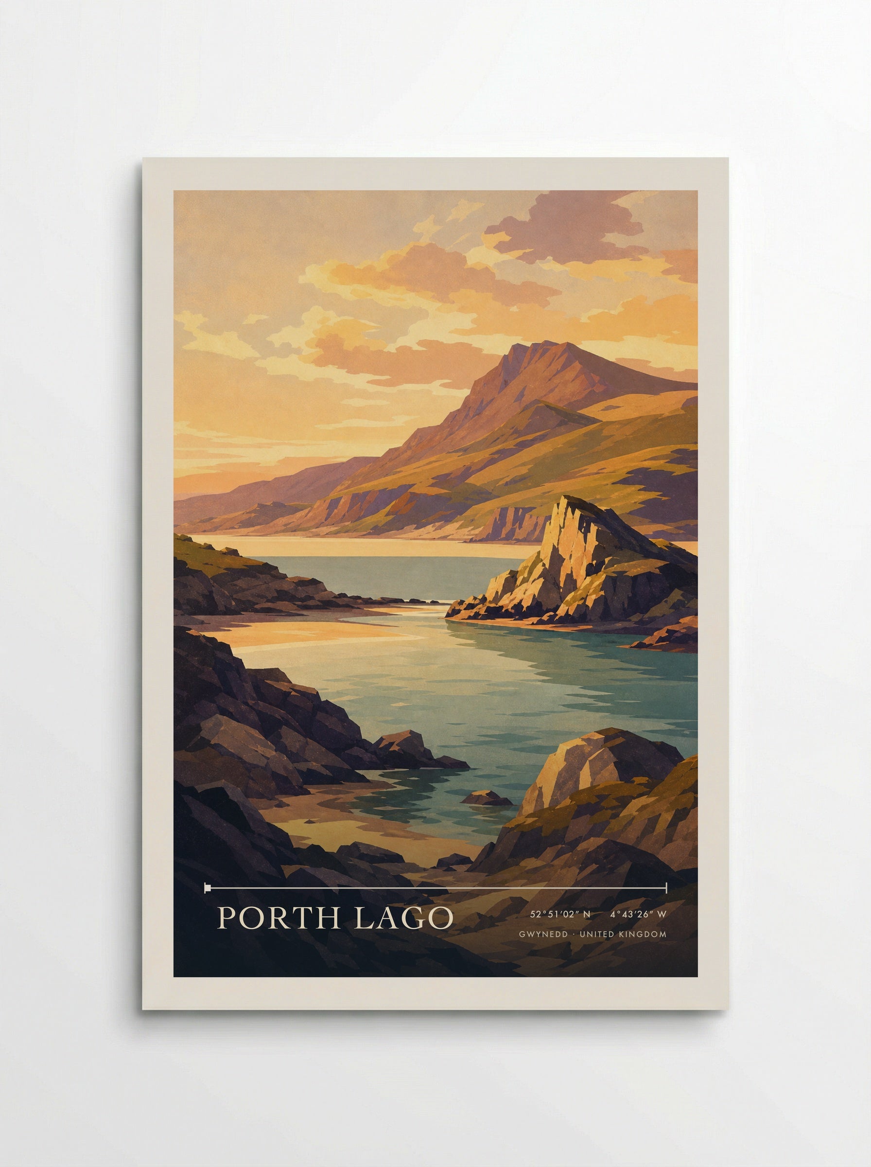 Porth lago Gwynedd United Kingdom Travel Poster - Poster