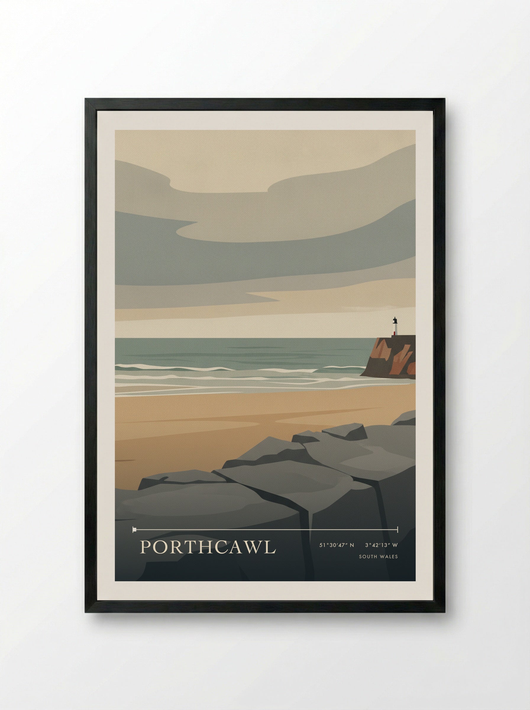 Porthcawl South Wales Wales Travel Poster - Framed Print Black