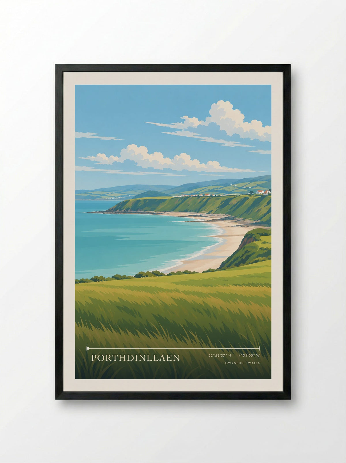 Porthdinllaen, Gwynedd | Travel Poster - Framed Print Black