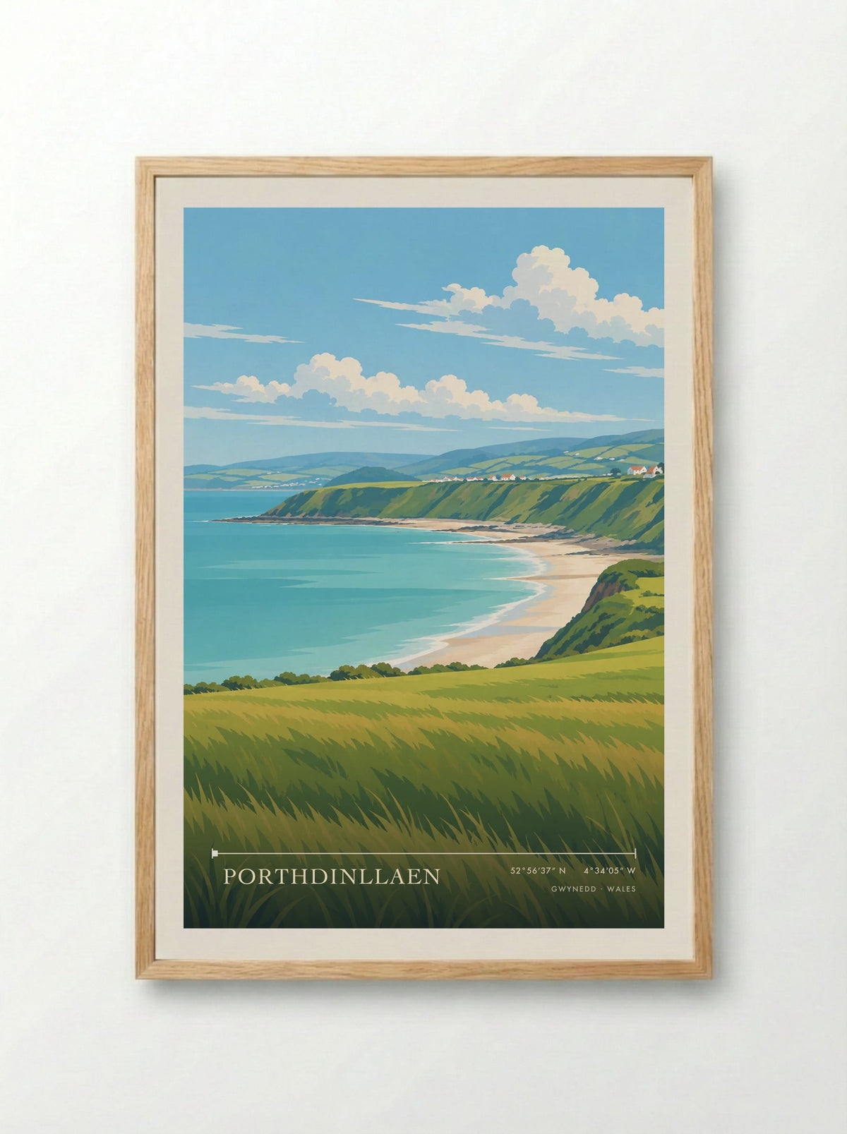 Porthdinllaen, Gwynedd | Travel Poster - Framed Print Wood