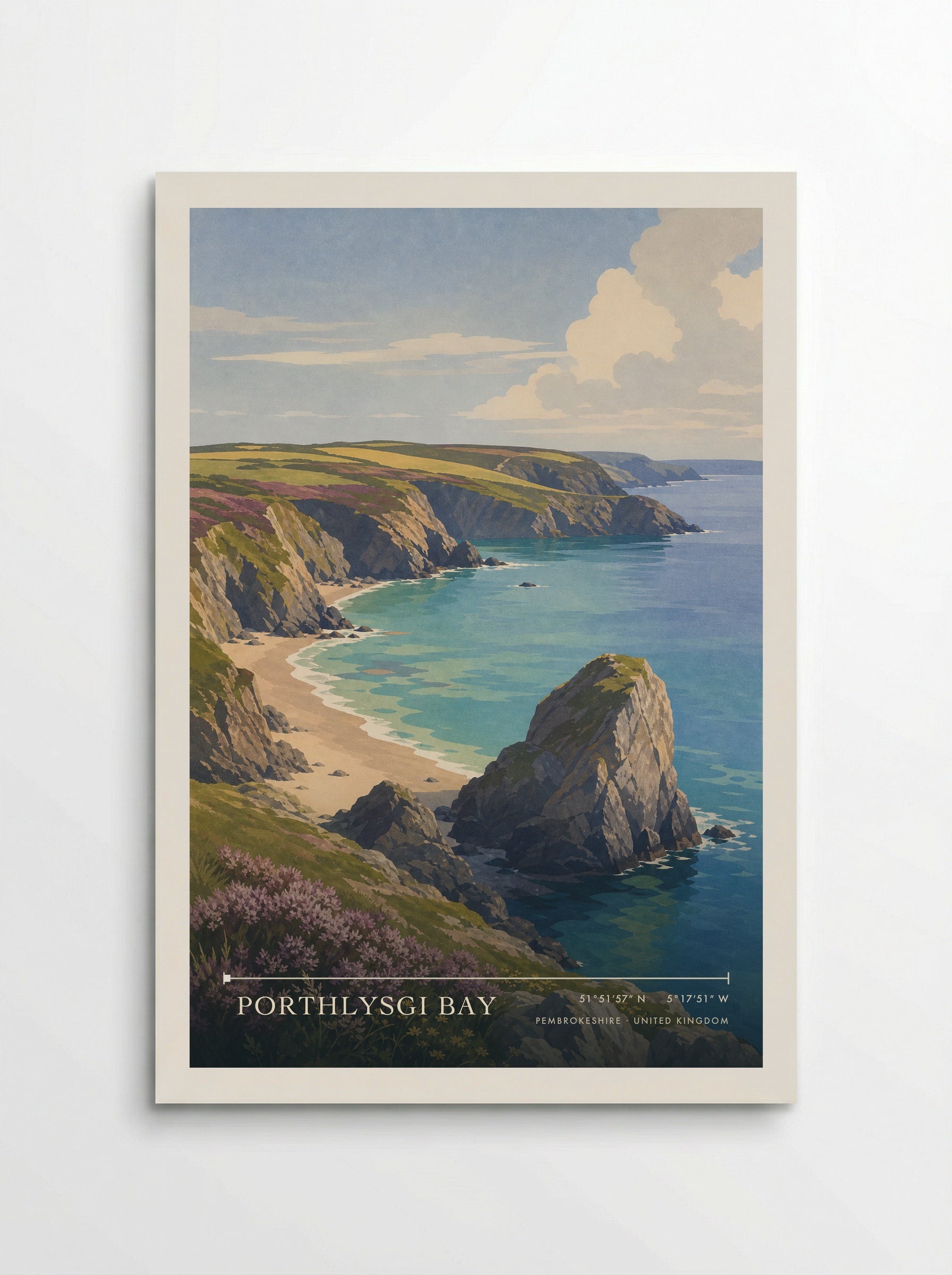 Porthlysgi Bay Pembrokeshire United Kingdom Travel Poster - Poster