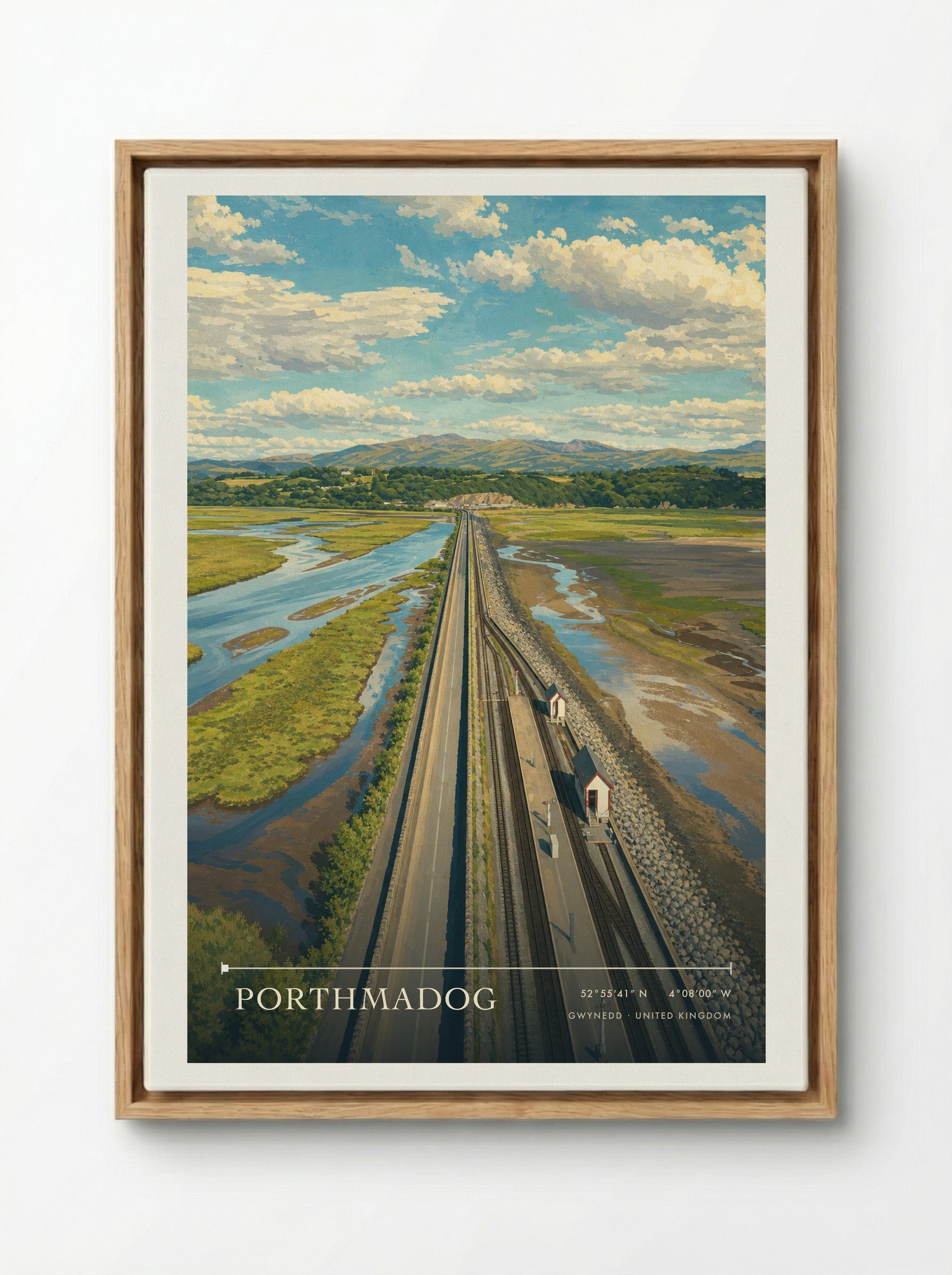 Porthmadog Gwynedd United Kingdom Travel Poster - Framed Canvas Wood