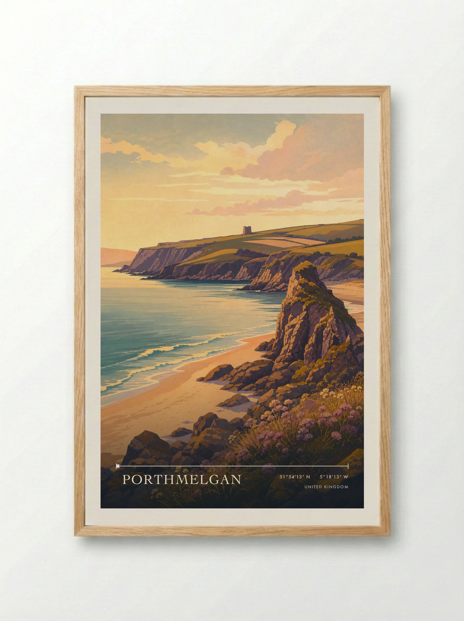 Porthmelgan United Kingdom Travel Poster - Framed Print Wood