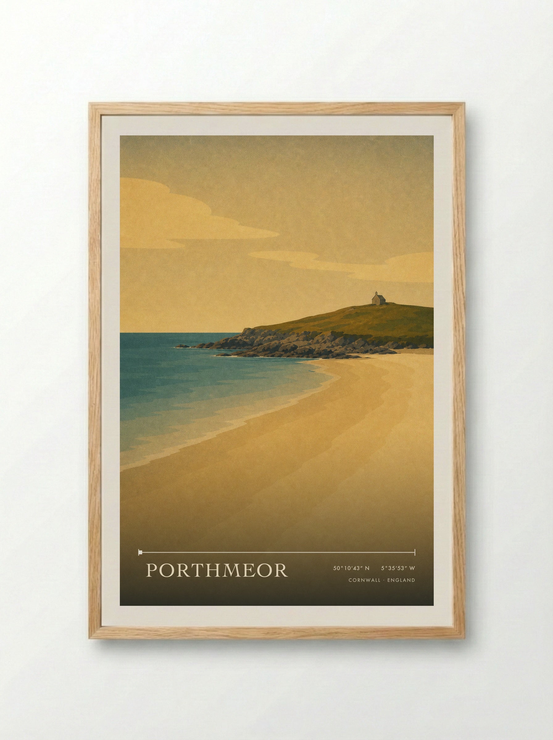 Porthmeor Cornwall England Travel Poster - Framed Print Wood