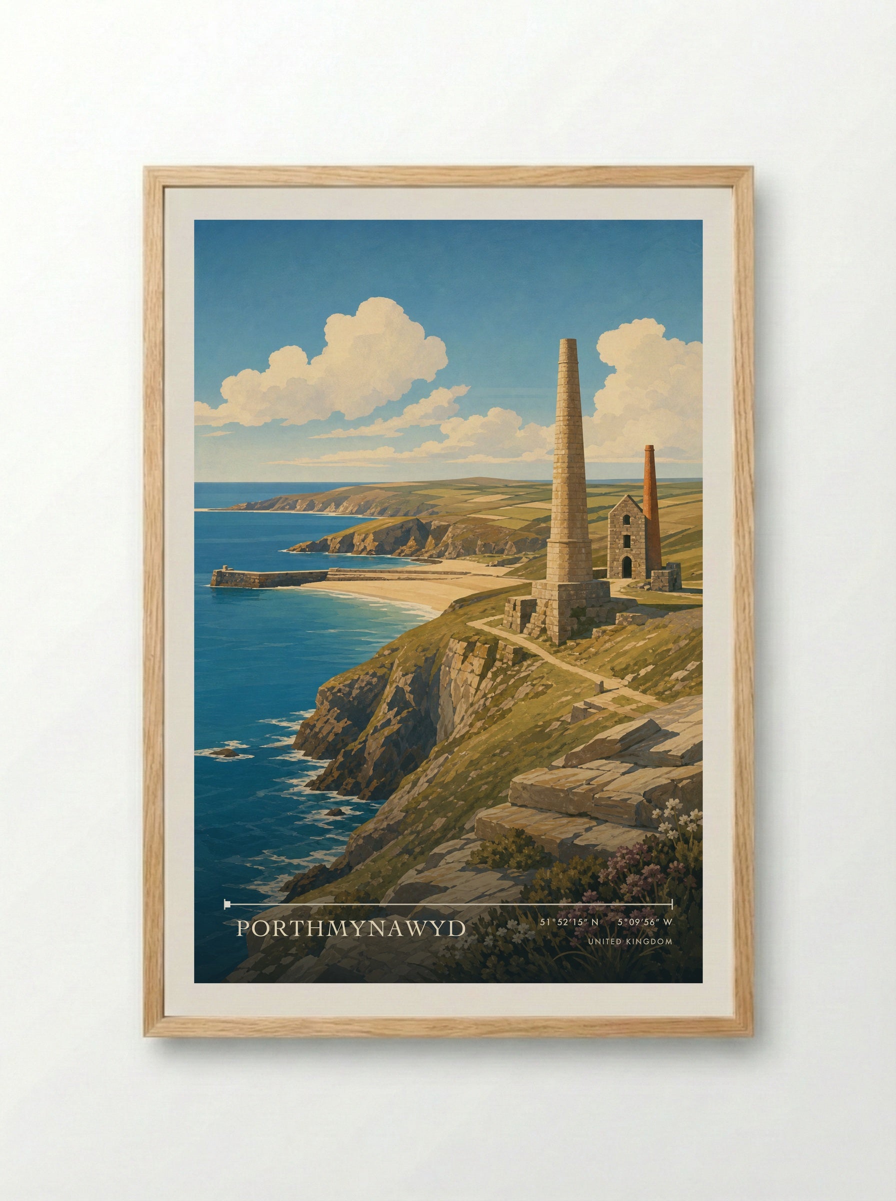 Porthmynawyd United Kingdom Travel Poster - Framed Print Wood