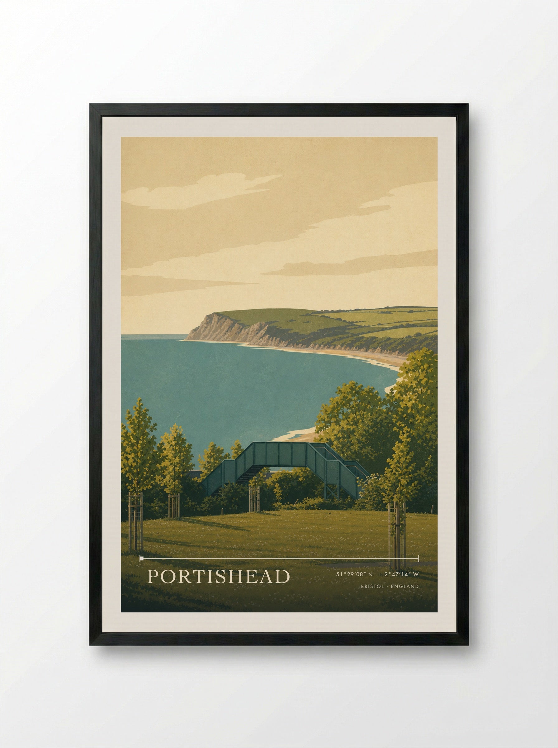 Portishead Bristol England Travel Poster - Framed Print Black