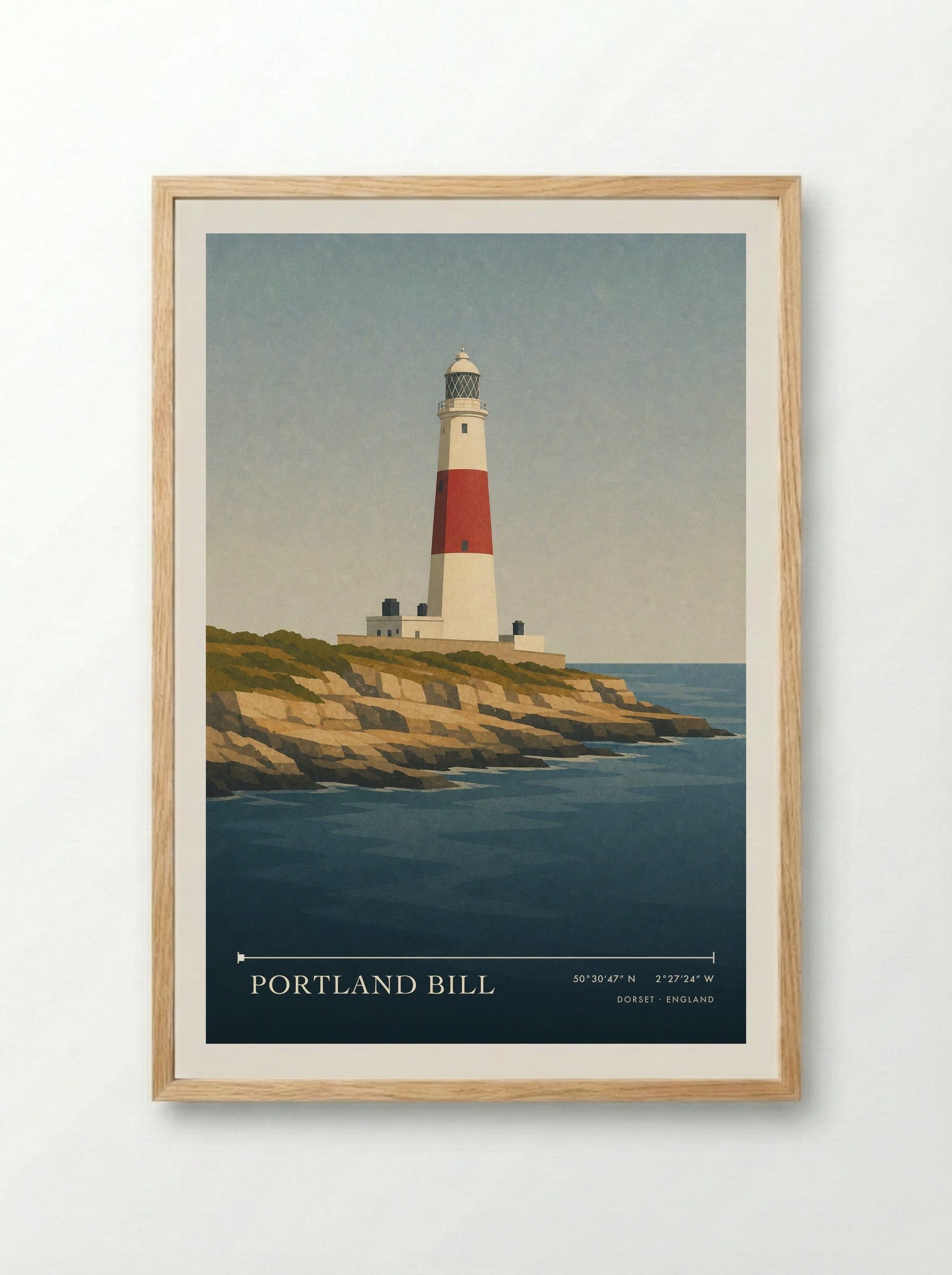 Portland Bill Dorset England Travel Poster - Framed Print Wood
