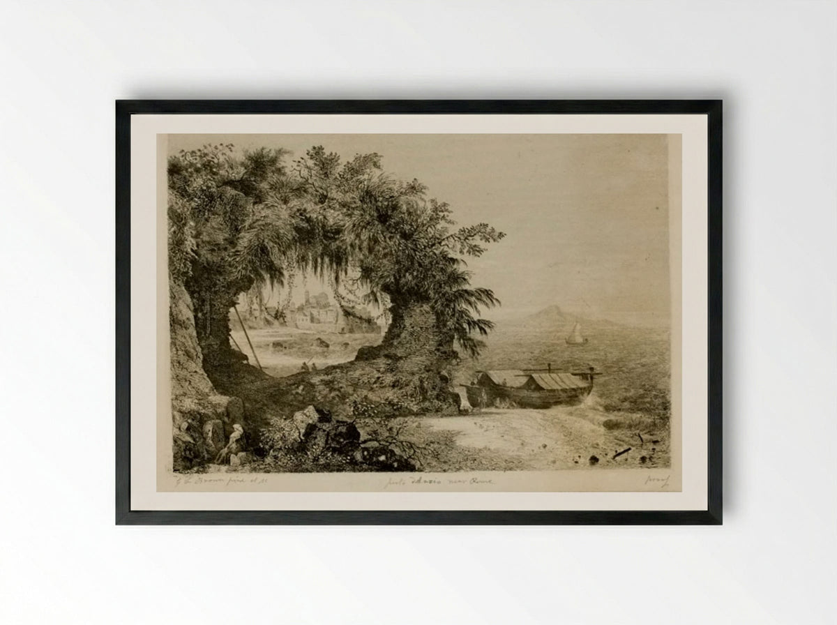 Porto d'Anzio Near Rome - George Loring Brown - Framed Print Black