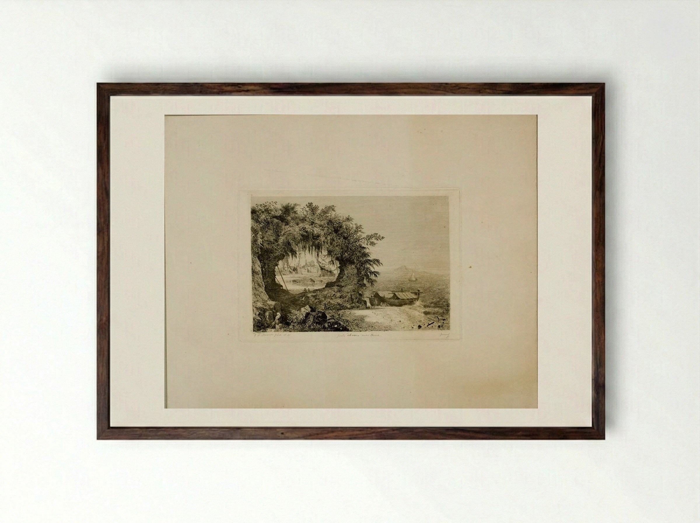 Porto d'Anzio Near Rome - George Loring Brown - Framed Print Dark Wood