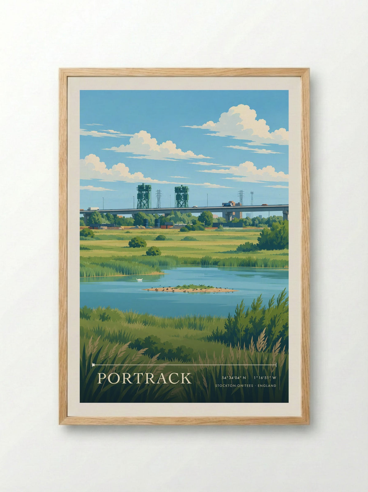 Portrack, Stockton-on-Tees | Travel Poster - Framed Print Wood