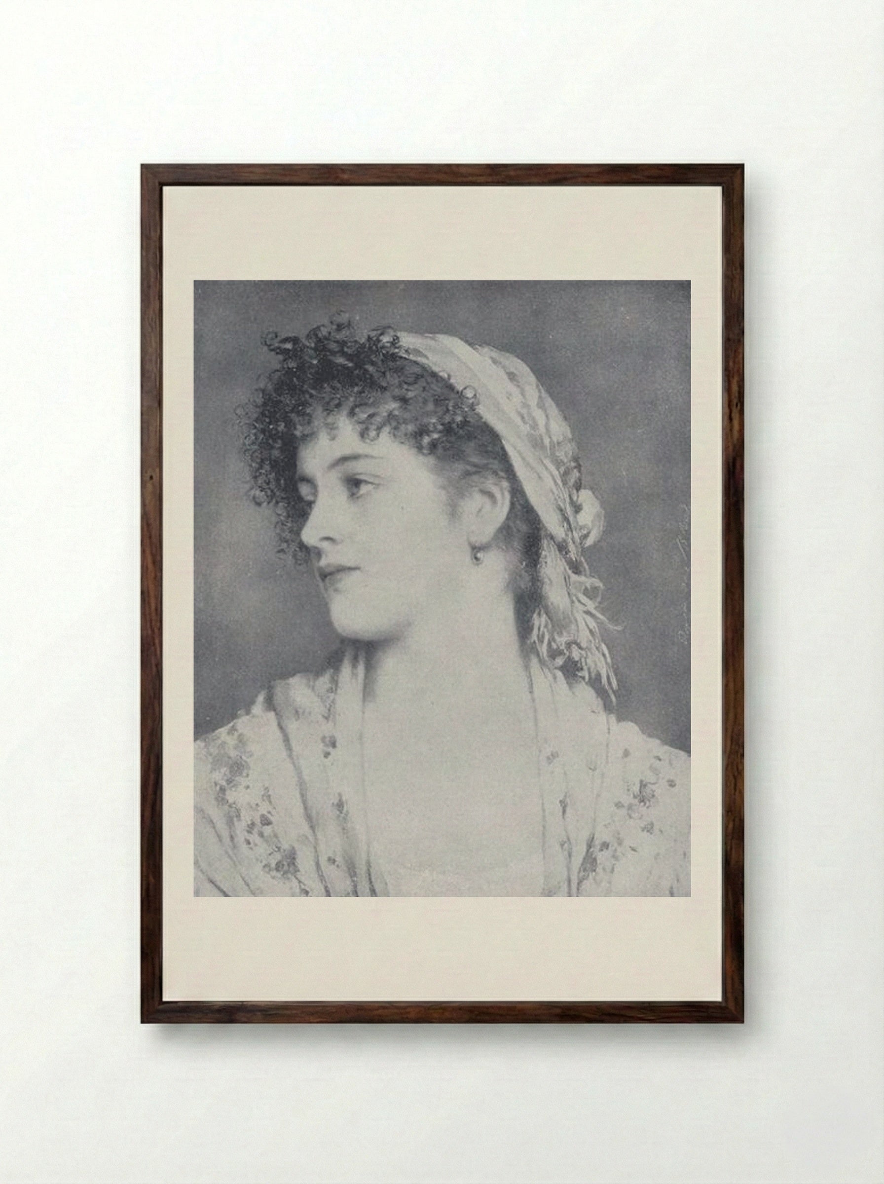 Portrait Angiolina - Eugene de Blaas - Framed Print Dark Wood