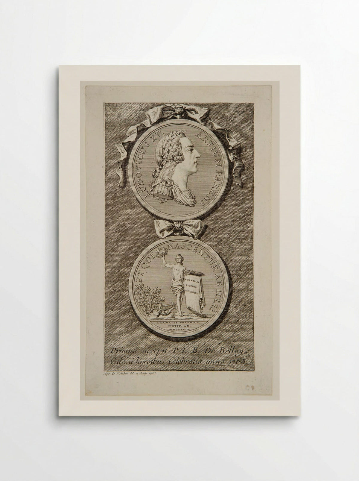 Portrait Medal of Louis XV - Augustin de Saint-Aubin - Poster