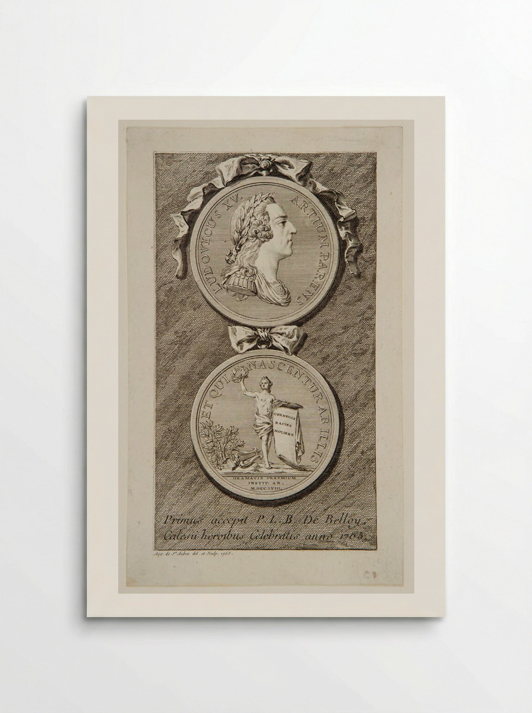 Portrait Medal of Louis XV - Augustin de Saint-Aubin - Poster
