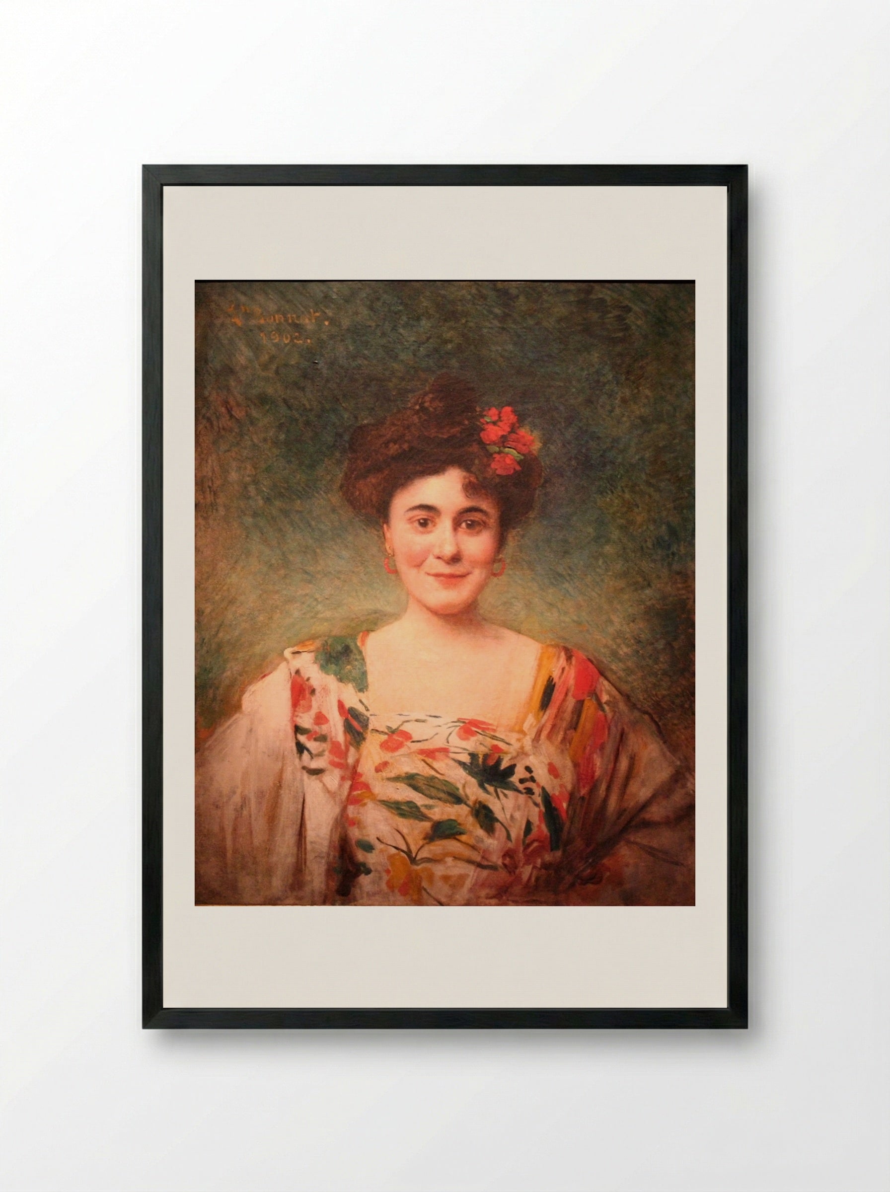 Portrait de madame Dotézac - Léon Bonnat - Framed Print Black