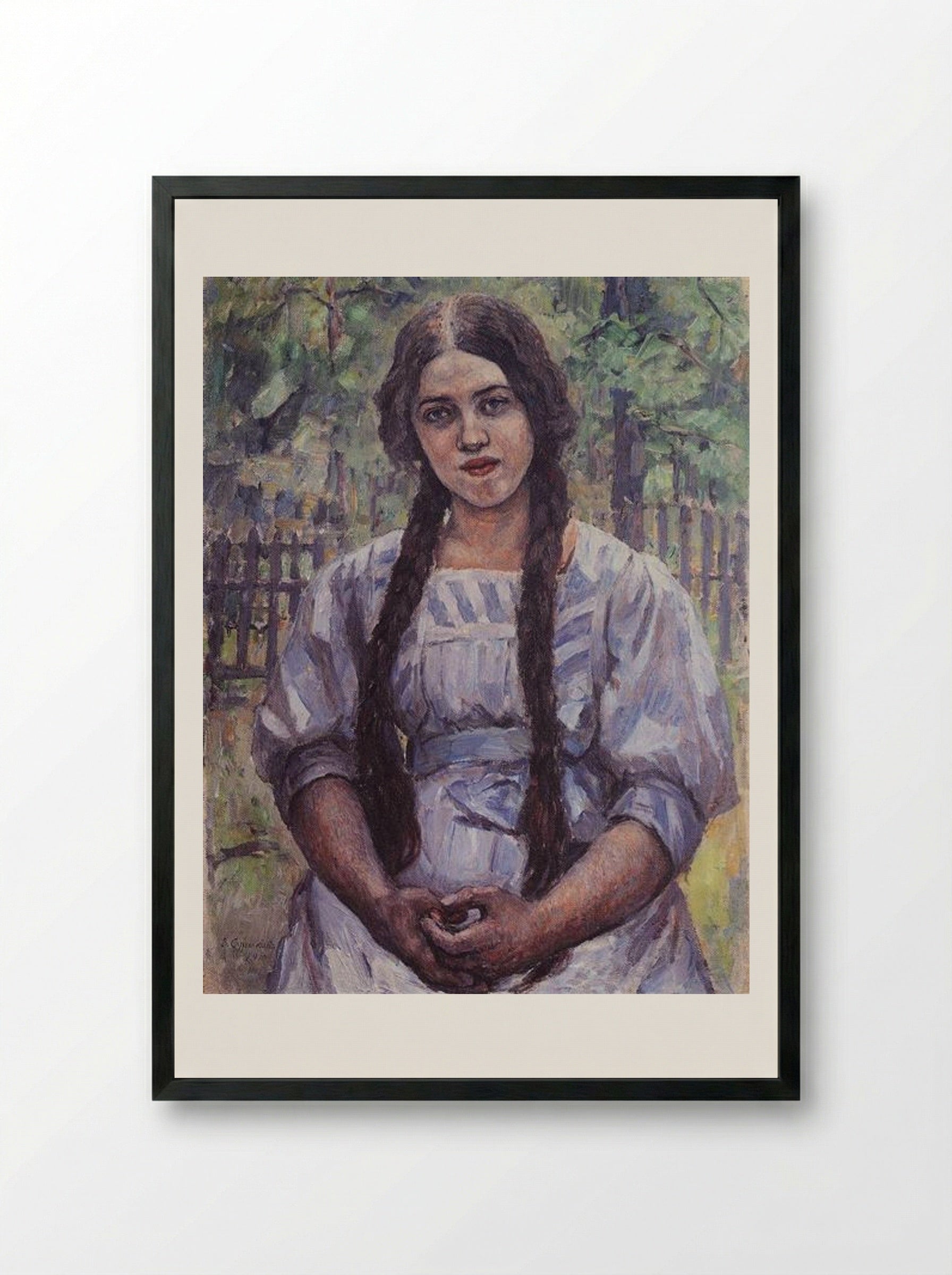Portrait of A. A. Dobrinskaya - Vasily Surikov - Framed Print Black
