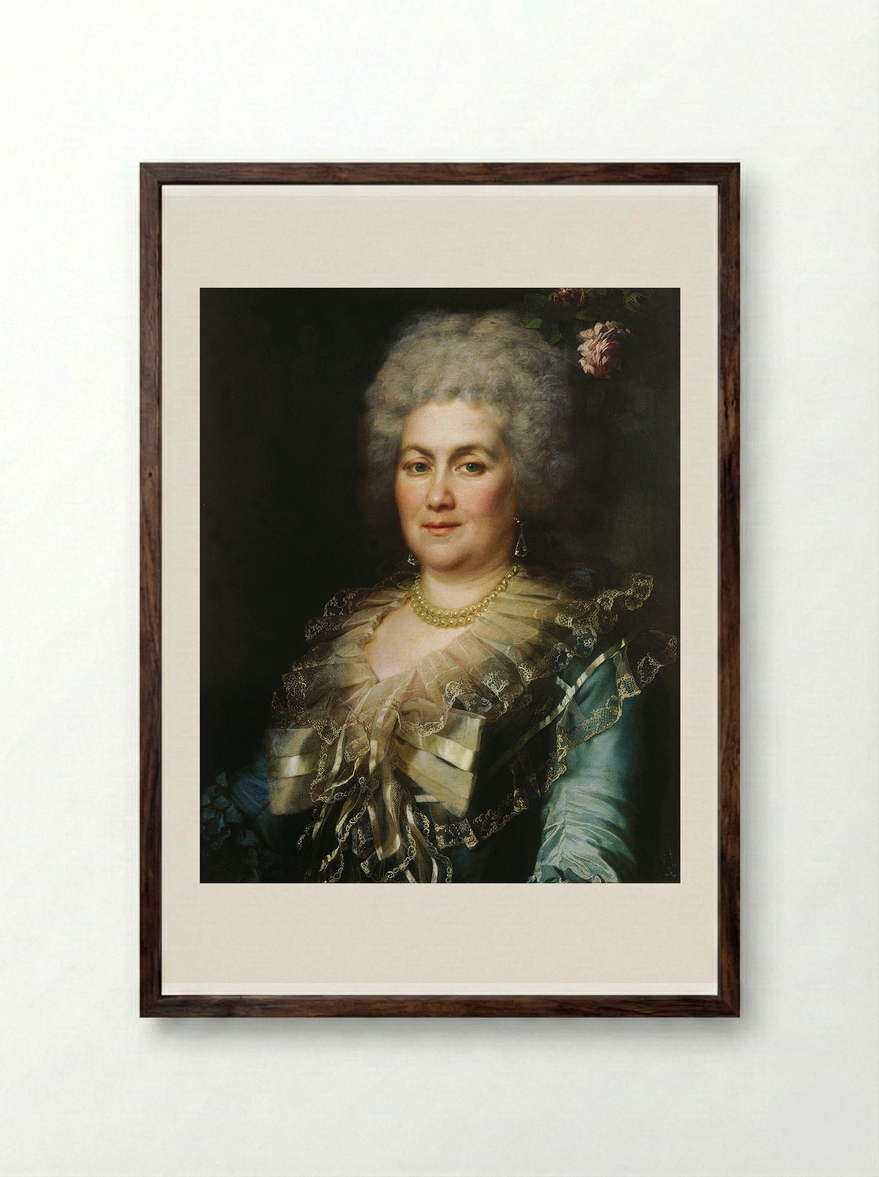Portrait of A. A. Gubareva - Dmitry Levitzky - Framed Print Dark Wood