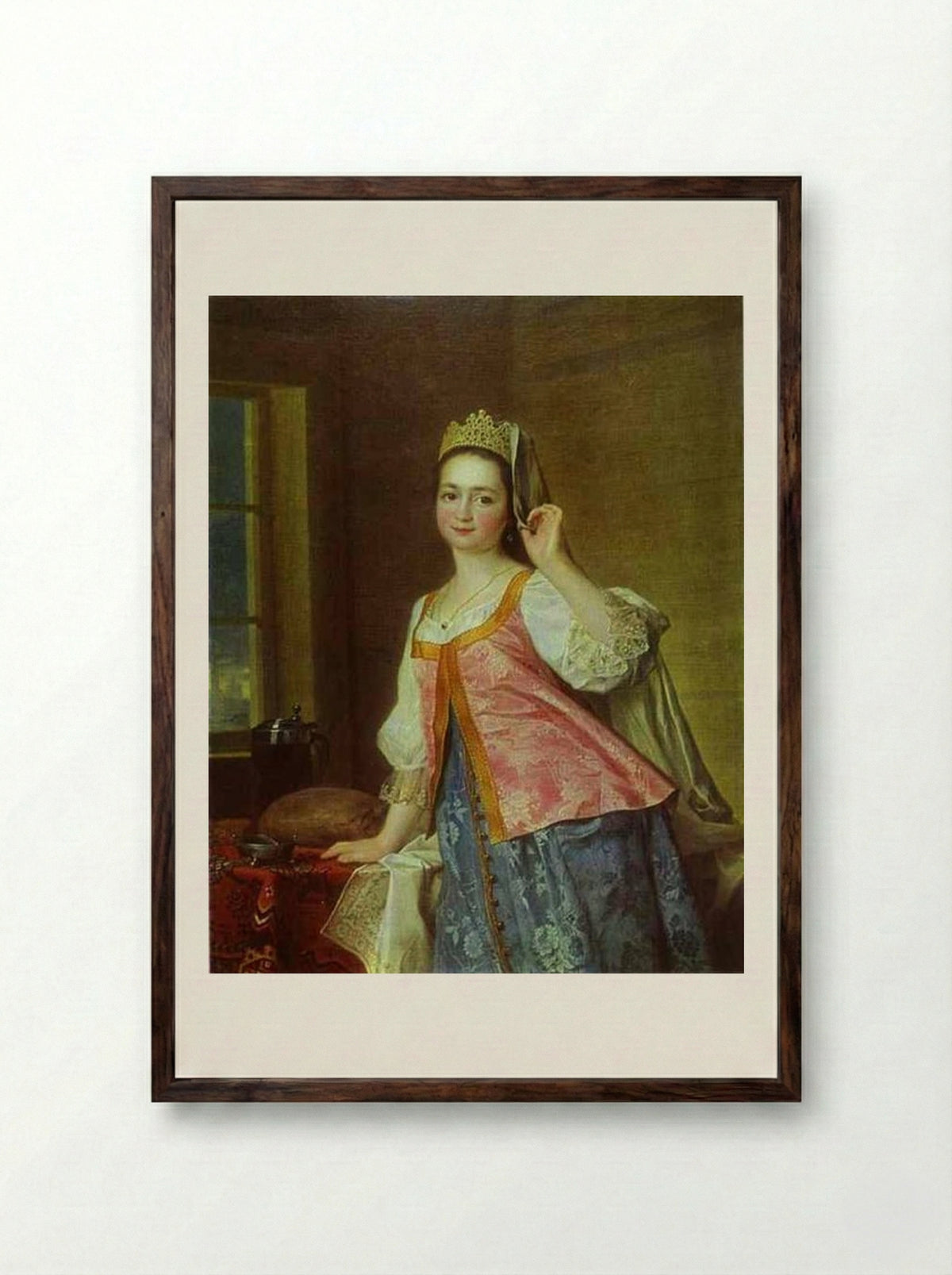 Portrait of A. D. Levitzkaya, Artist's Daughter - Dmitry Levitzky - Framed Print Dark Wood