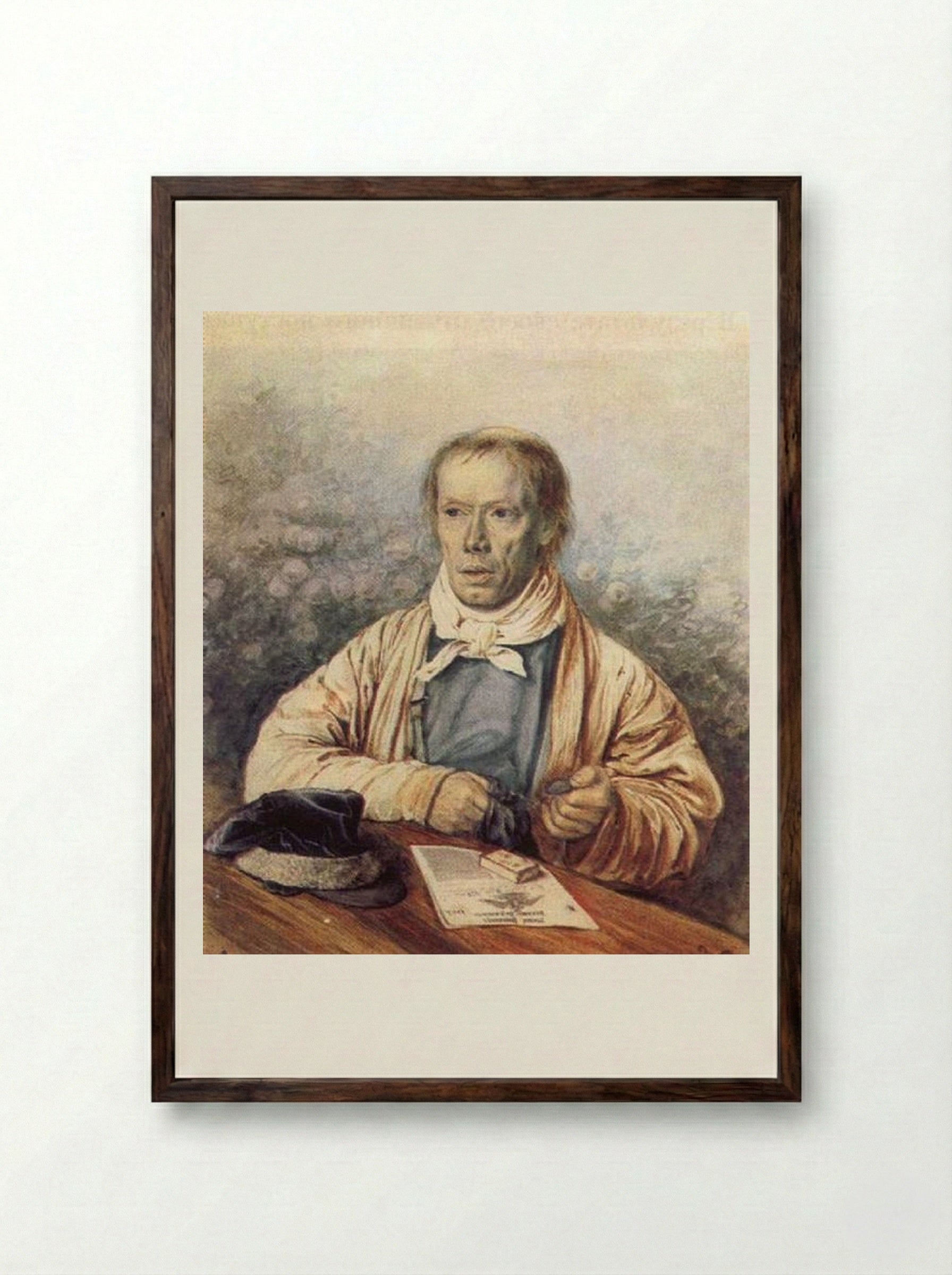 Portrait of A. I. Fedotov, the Artist's Father - Pavel Fedotov - Framed Print Dark Wood