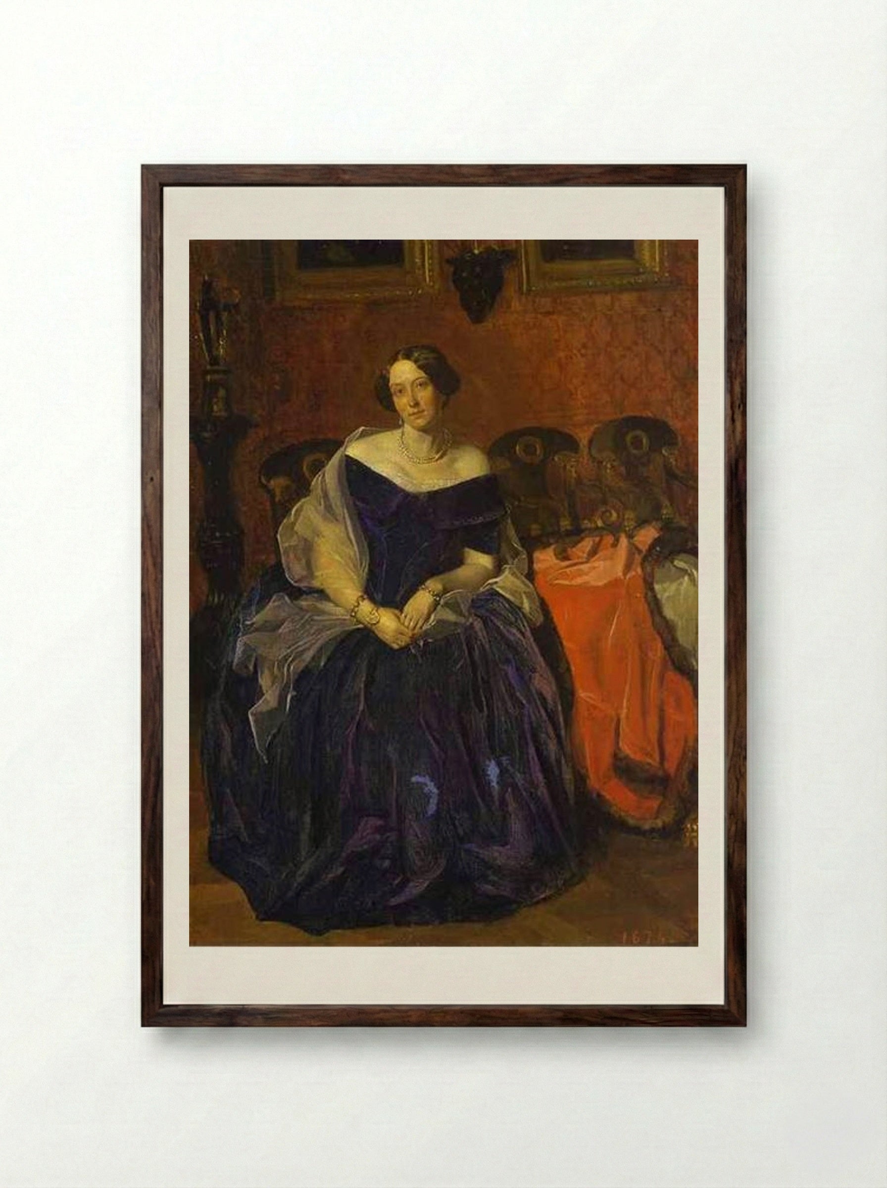 Portrait of A. P. Zhdanovich - Pavel Fedotov - Framed Print Dark Wood