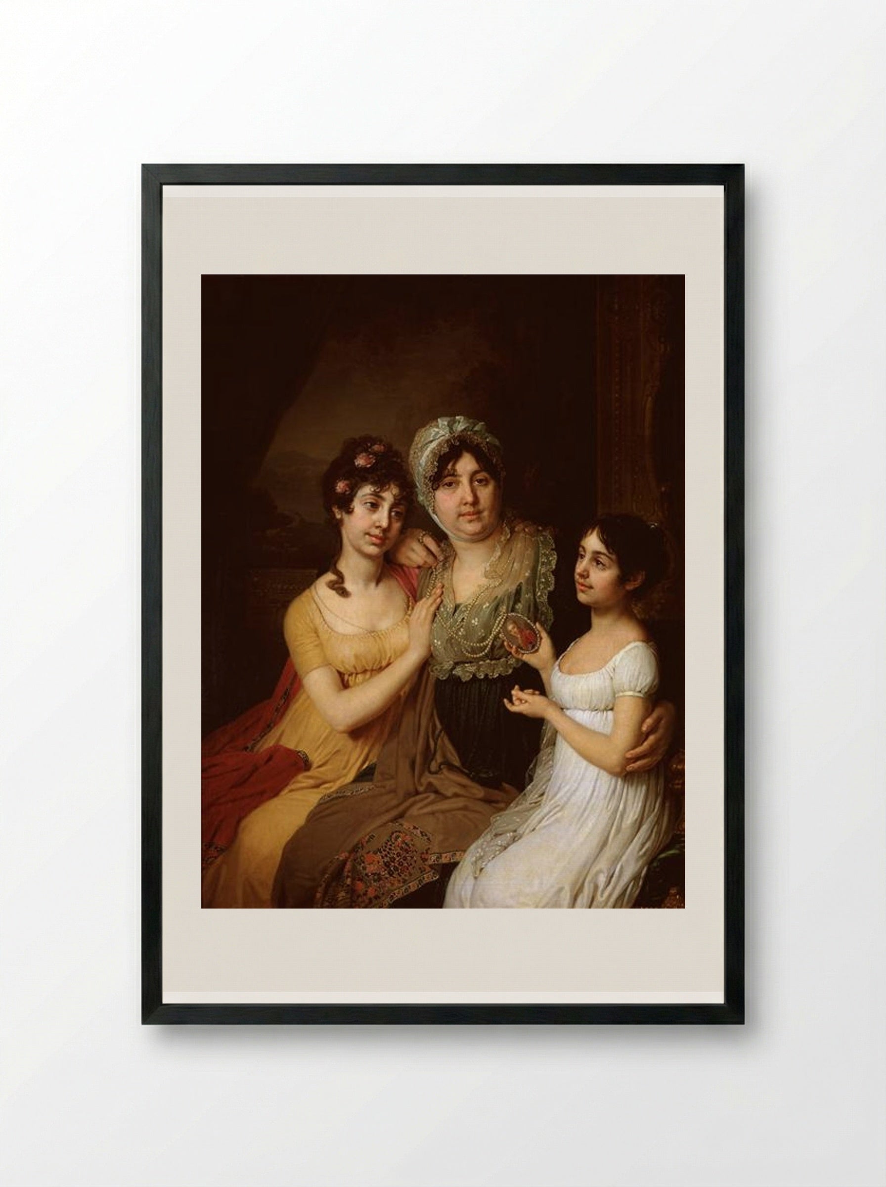 Portrait of A.I. Bezborodko with Daughters - Vladimir Borovikovsky - Framed Print Black