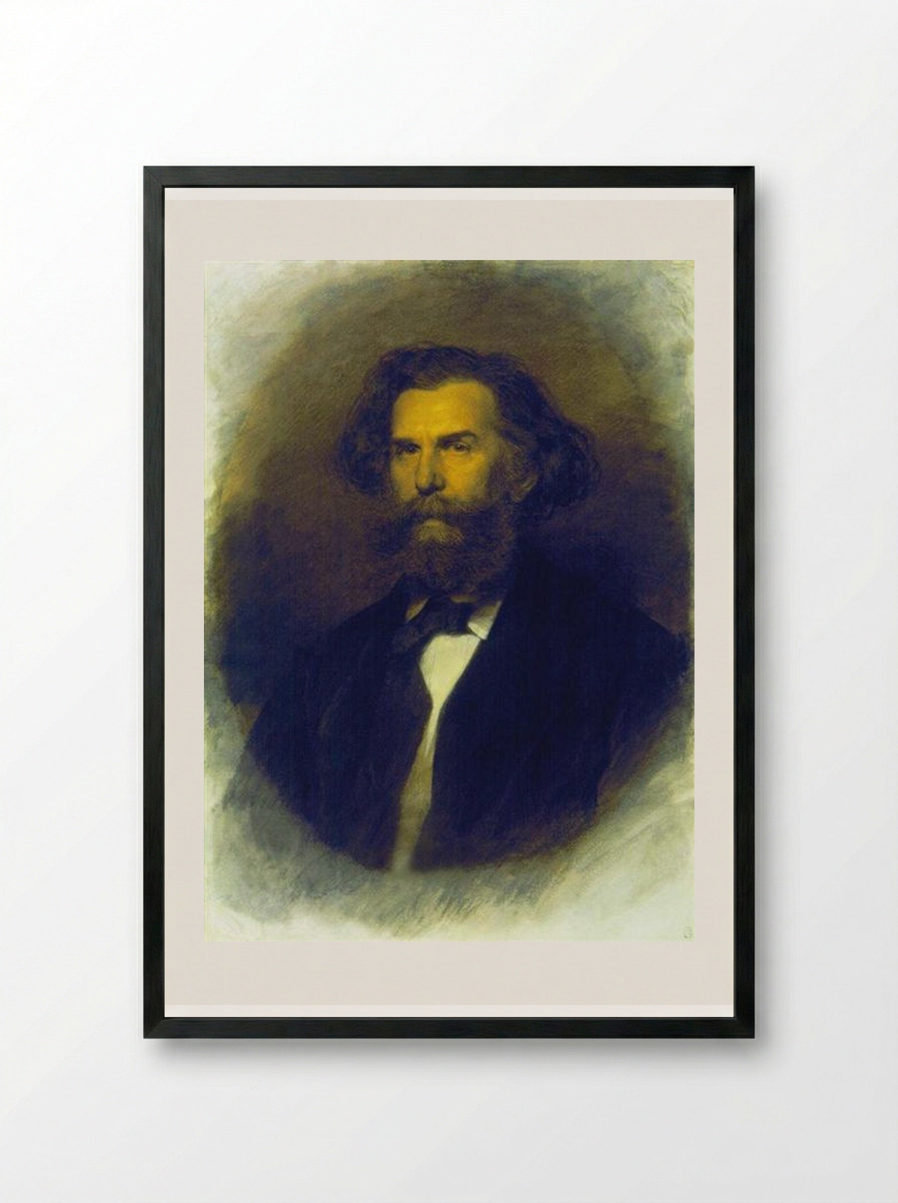 Portrait of A.P. Bogoliubov - Ivan Kramskoy - Framed Print Black
