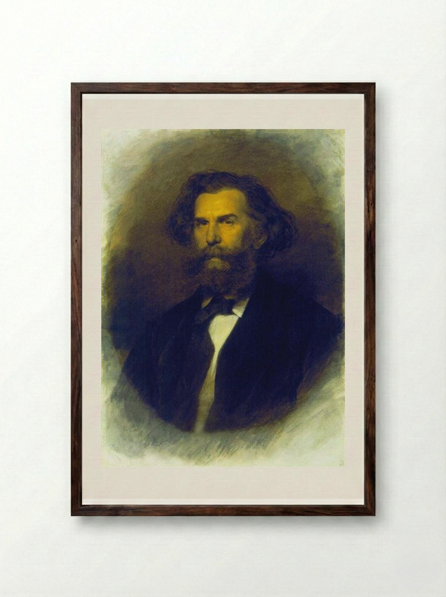 Portrait of A.P. Bogoliubov - Ivan Kramskoy - Framed Print Dark Wood