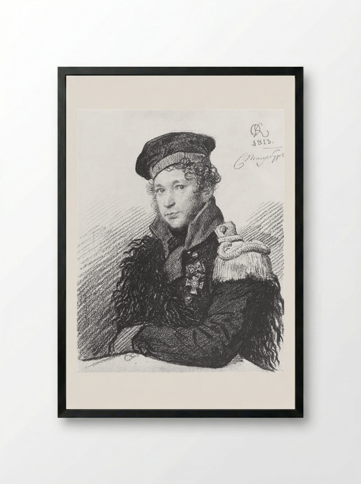 Portrait of A. Tamilov - Orest Kiprensky - Framed Print Black