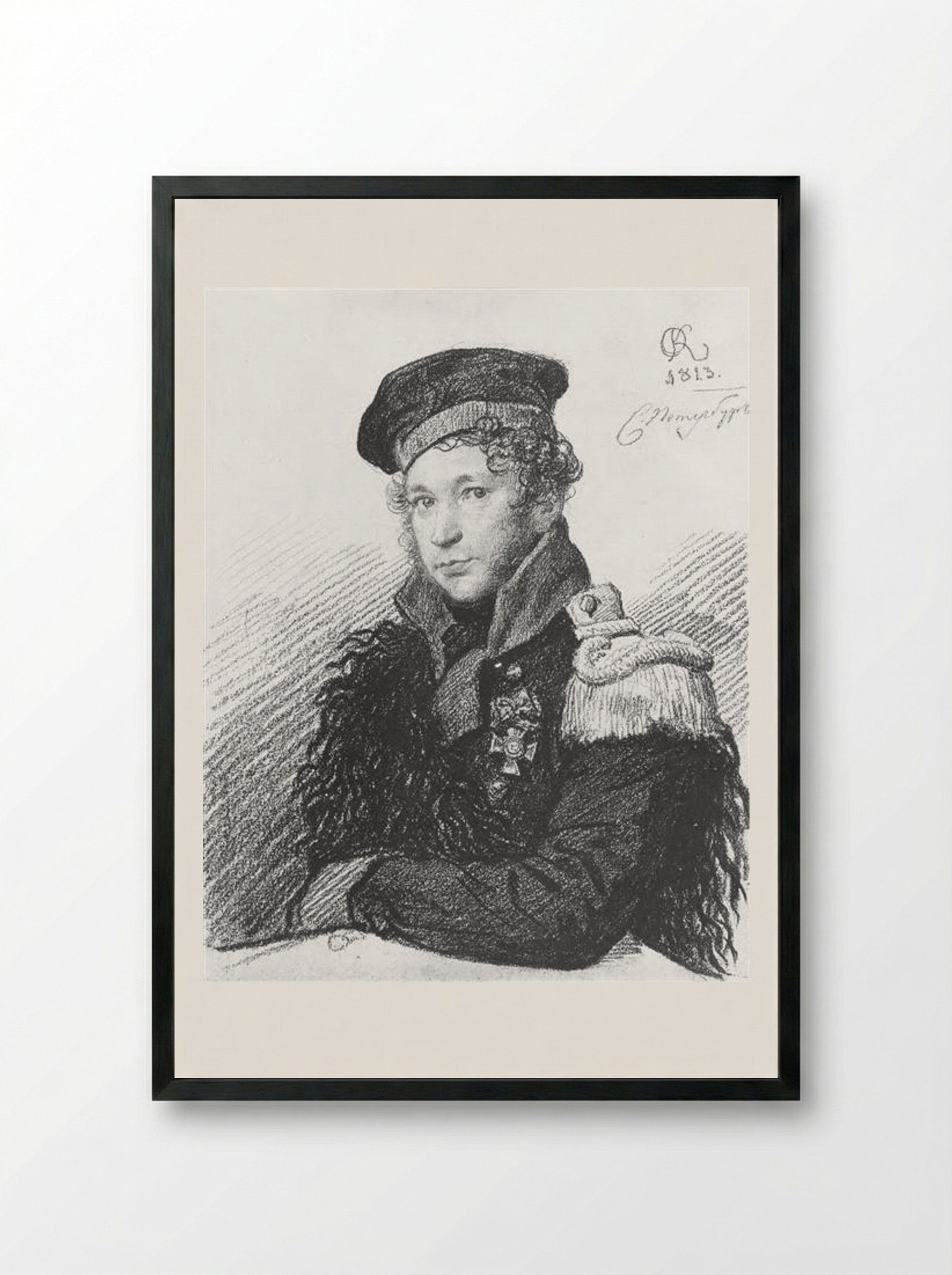 Portrait of A. Tamilov - Orest Kiprensky - Framed Print Black