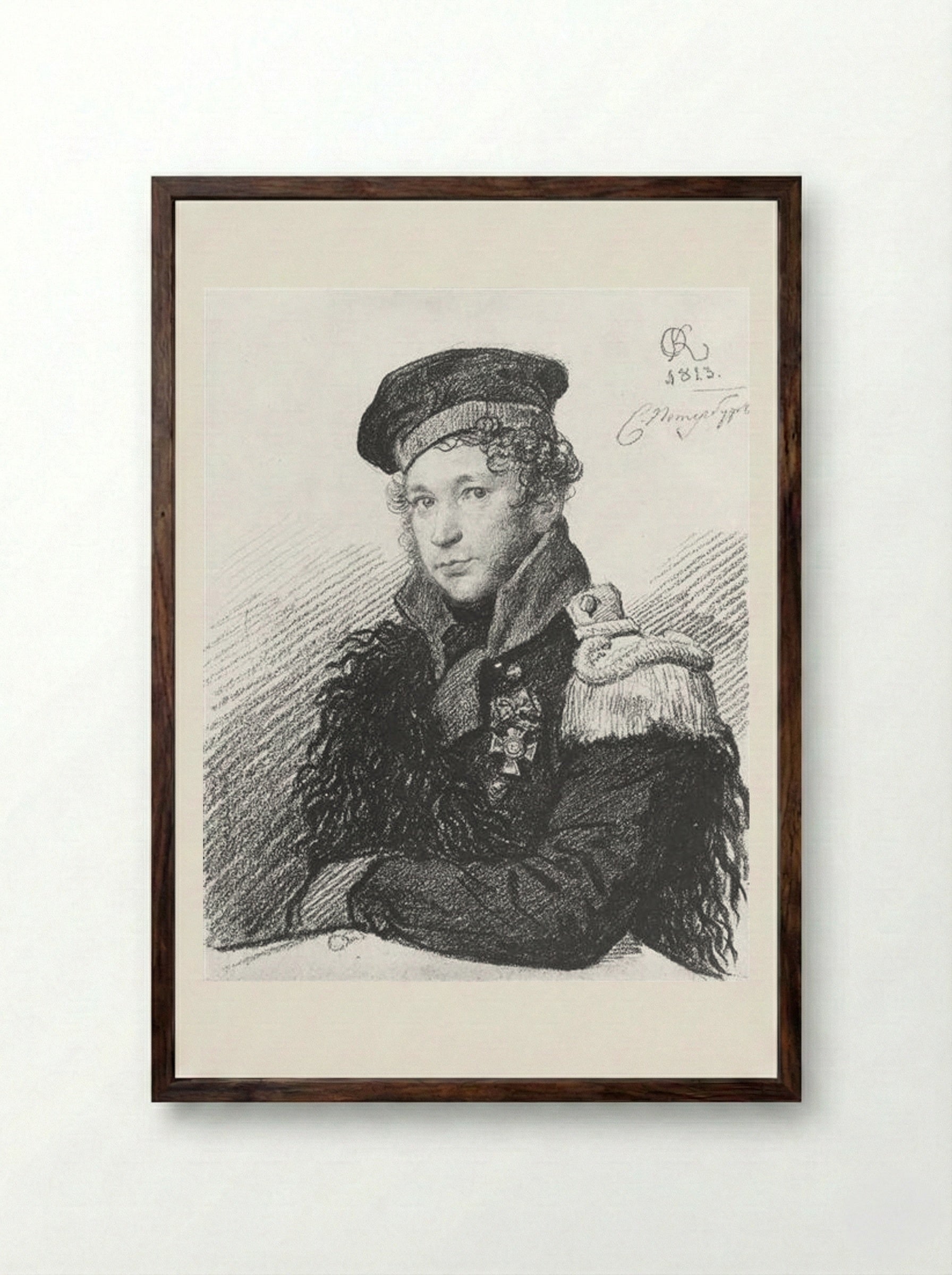 Portrait of A. Tamilov - Orest Kiprensky - Framed Print Dark Wood