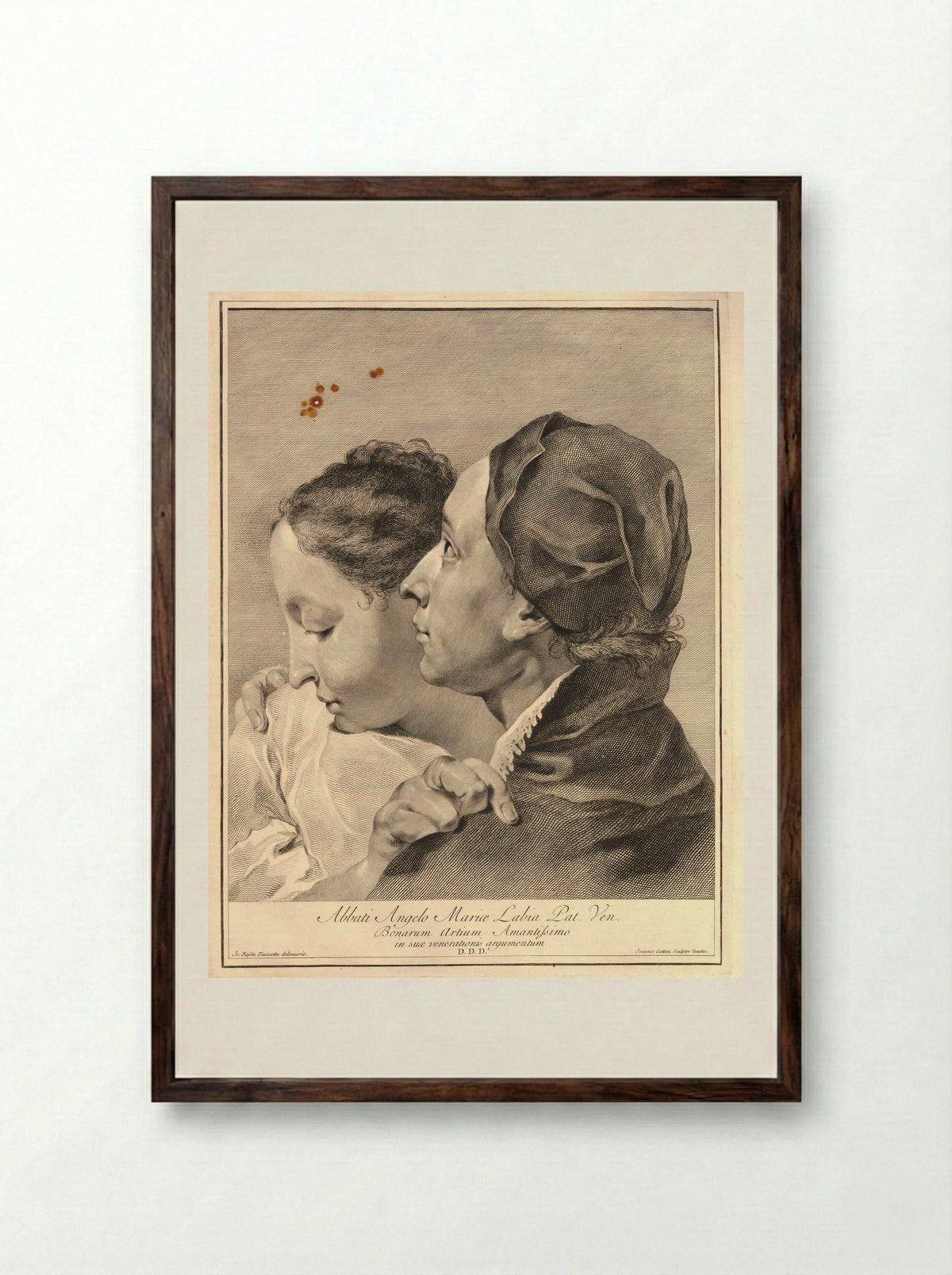Portrait of Abbati Angelo Maria Labia - Giovanni Cattini - Framed Print Dark Wood