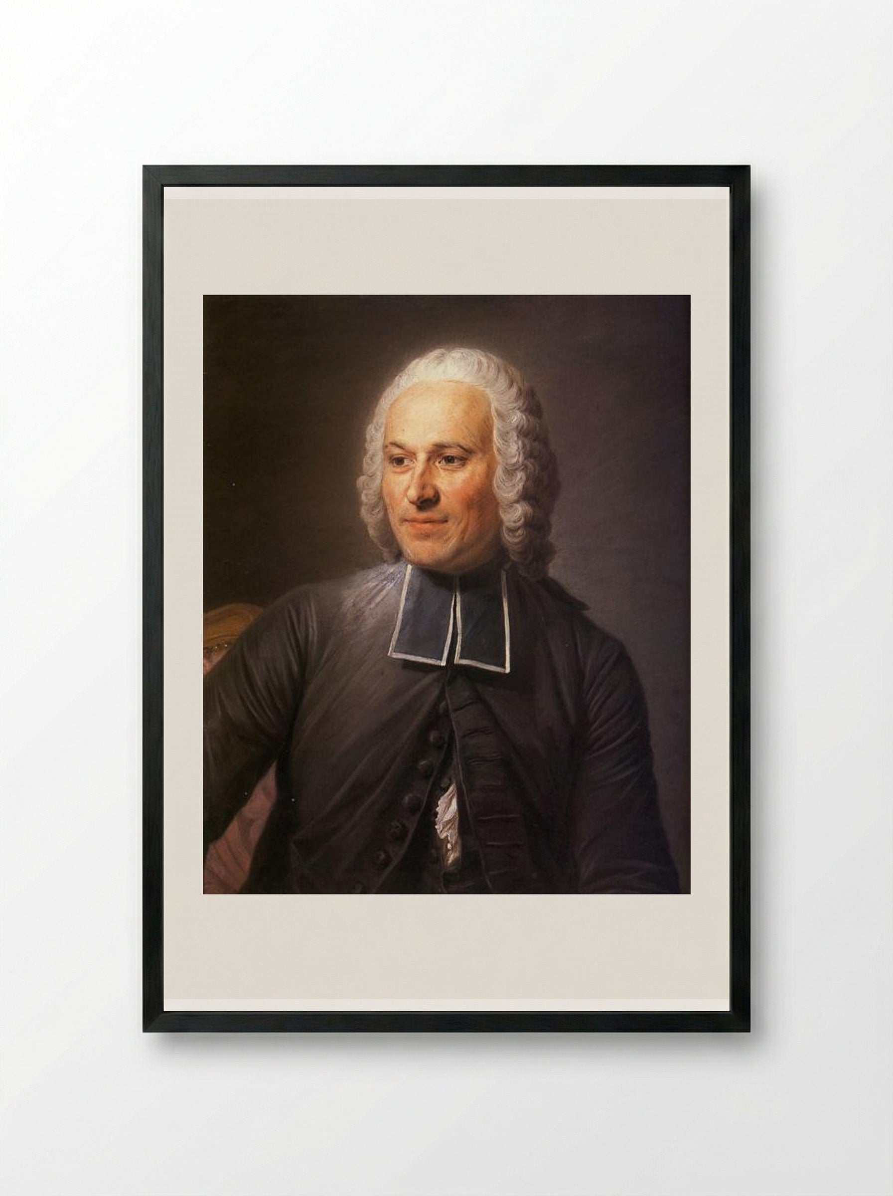 Portrait of Abbot Jean Antoine Nollet - Maurice Quentin de La Tour - Framed Print Black