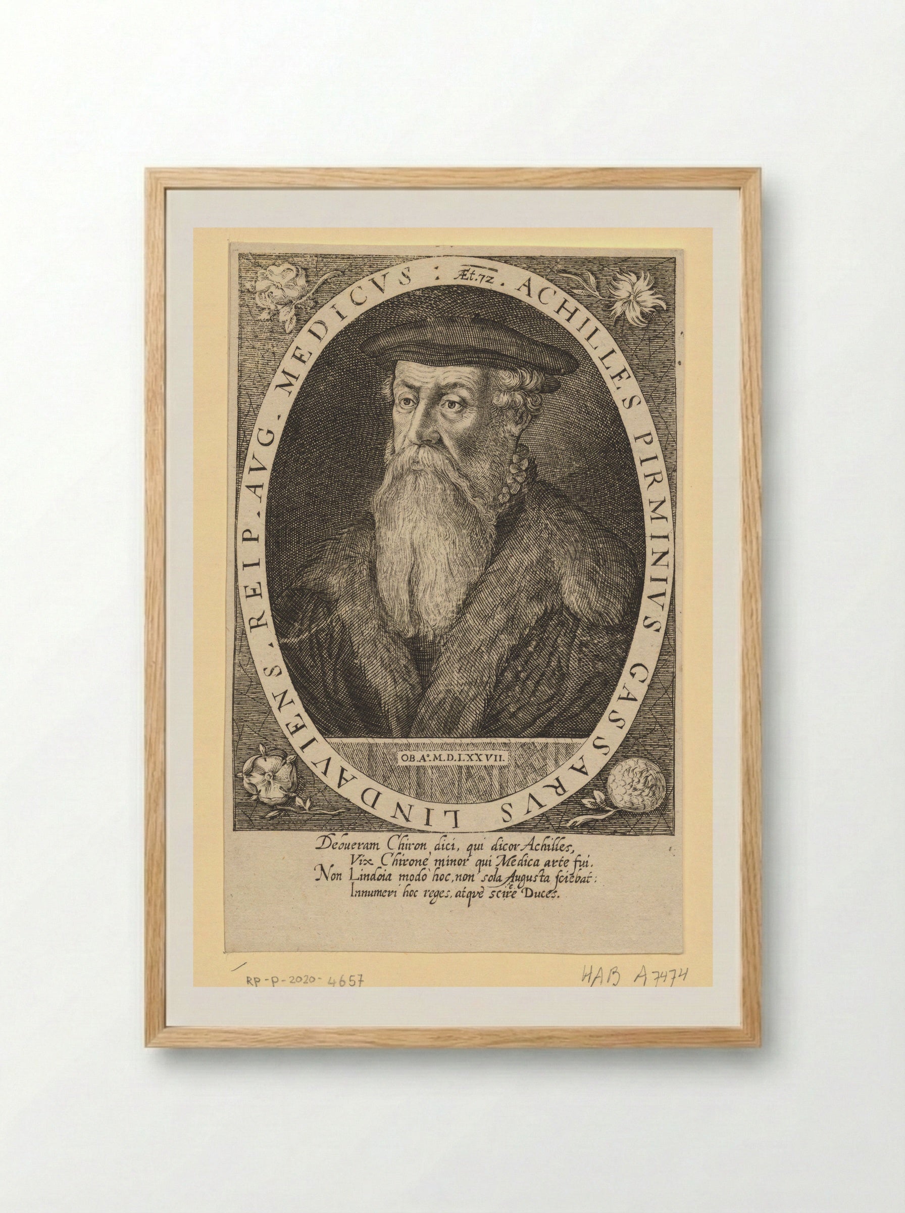 Portrait of Achilles Pirminius Gasser at Age 72 - Dominicus Custos - Framed Print Wood