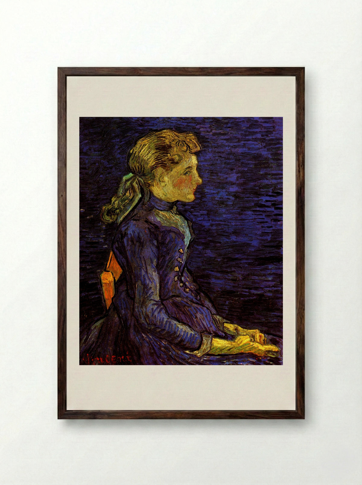Portrait of Adeline Ravoux - Vincent van Gogh - Framed Print Dark Wood