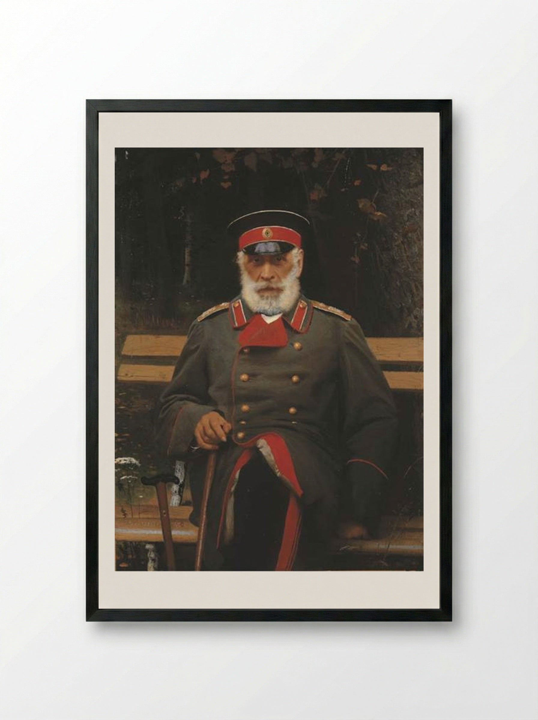 Portrait of Admiral Login Loginovich Heyden - Ivan Kramskoy - Framed Print Black